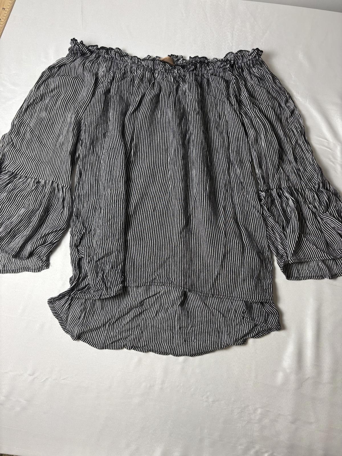 Other Black and white striped off the shoulder top Size L / US 10 / IT 46 - 5 Thumbnail