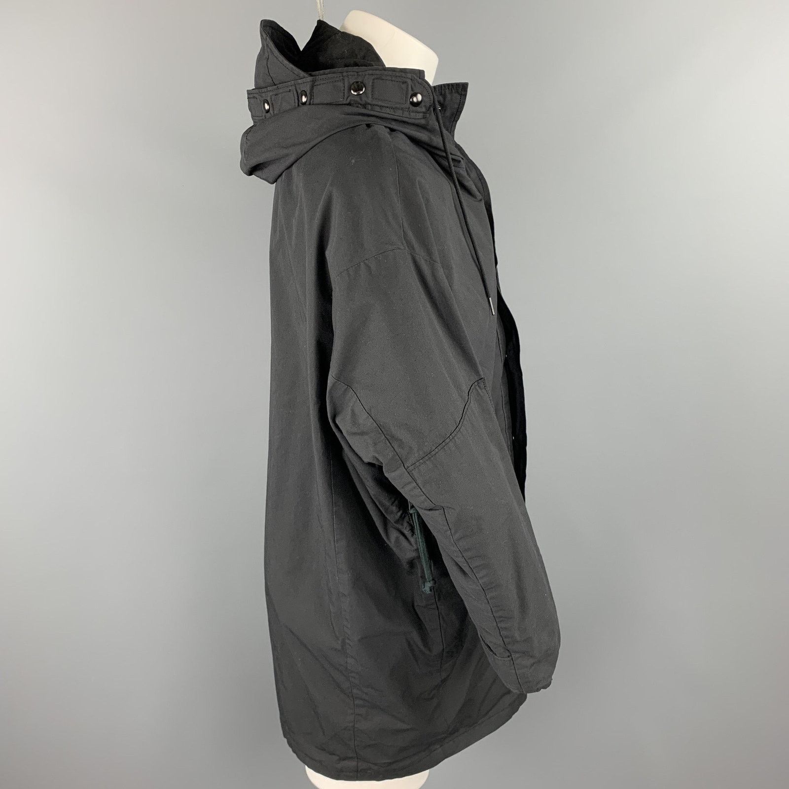 R13 XS Black Cotton / Nylon Zip & Snaps Oversized Hooded Coat Size US XS / EU 42 / 0 - 3 Thumbnail
