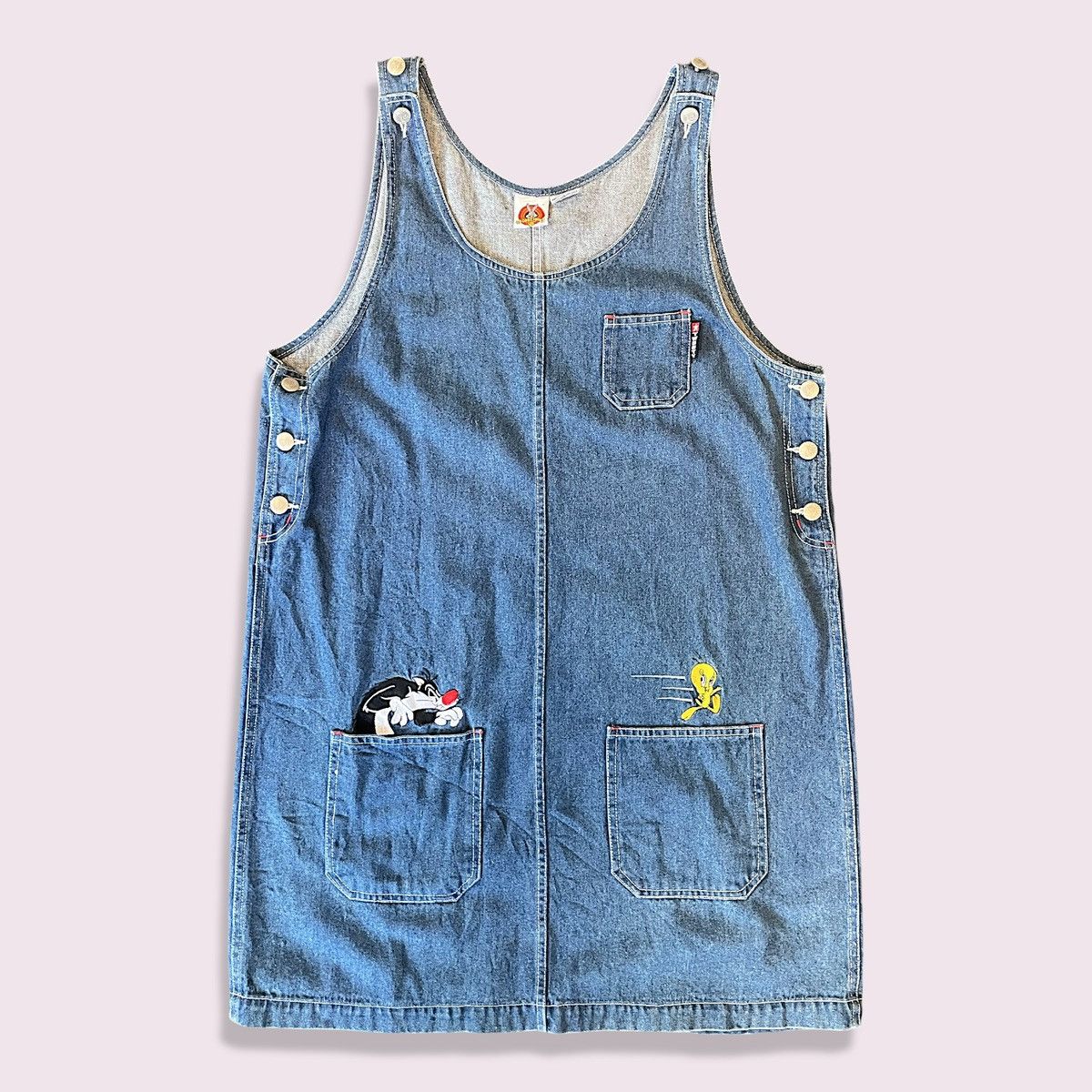 Vintage × Warner Bros Vintage Looney Tunes Denim Overall Dress Size L / US 10 / IT 46 - 1 Thumbnail