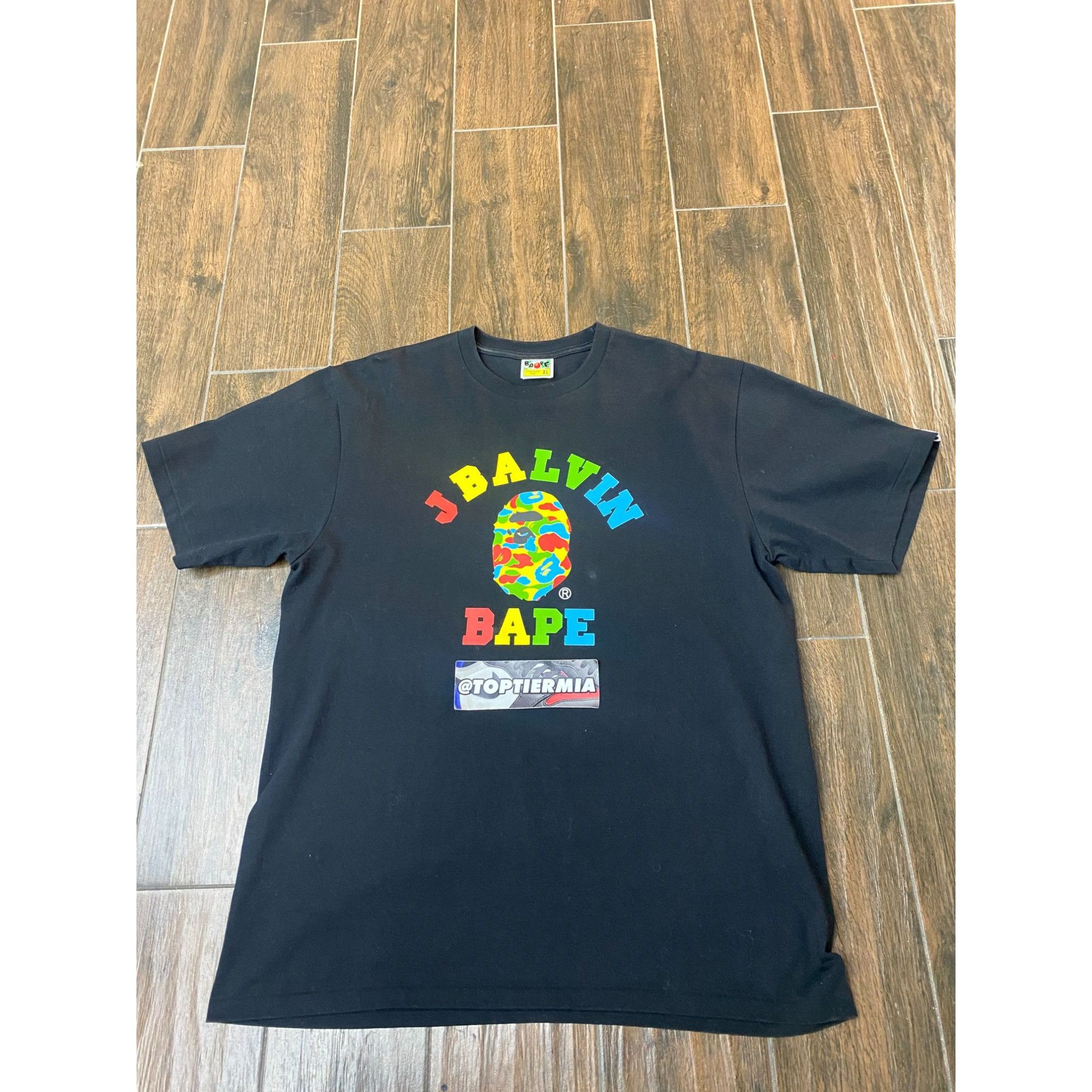 Bape BAPE X J BALVIN CAMO COLLEGE LOGO TEE BLACK SZ XL Size US XL / EU 56 / 4 - 1 Thumbnail