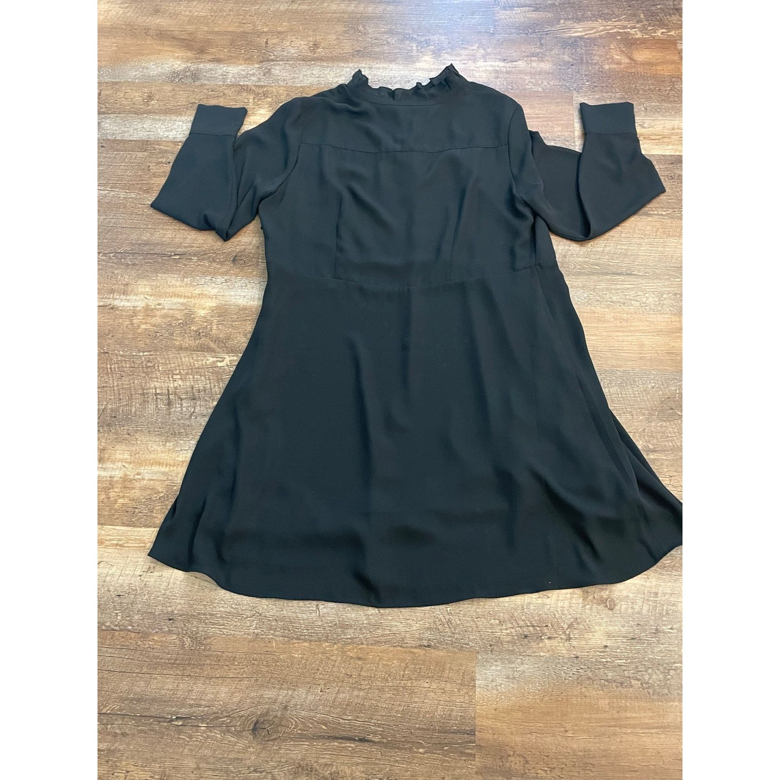 H&M H&M Black silky sheer long sleeve ruffled dress XL Size XL / US 12-14 / IT 48-50 - 4 Thumbnail