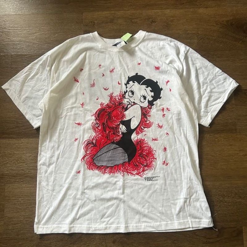 Vintage Rare! 90s Betty Boop Red Boa Front/Back Tee Size US XL / EU 56 / 4 - 1 Thumbnail