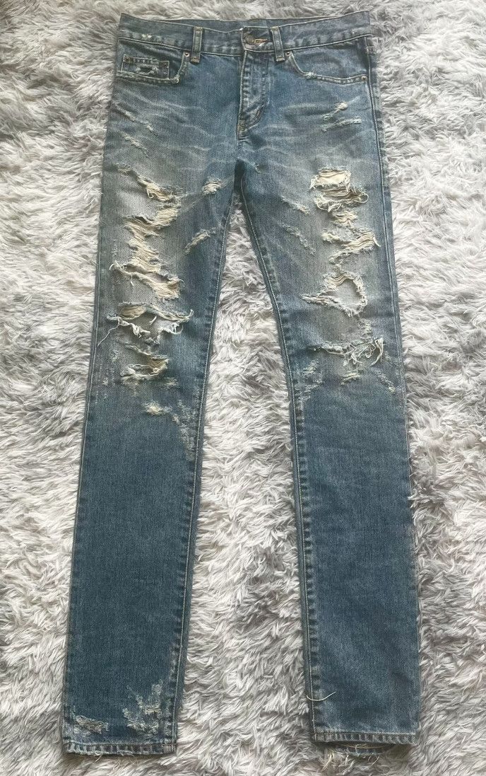 Saint Laurent Paris Saint Laurent Distressed Blue Jeans. Size US 28 / EU 44 - 1 Thumbnail