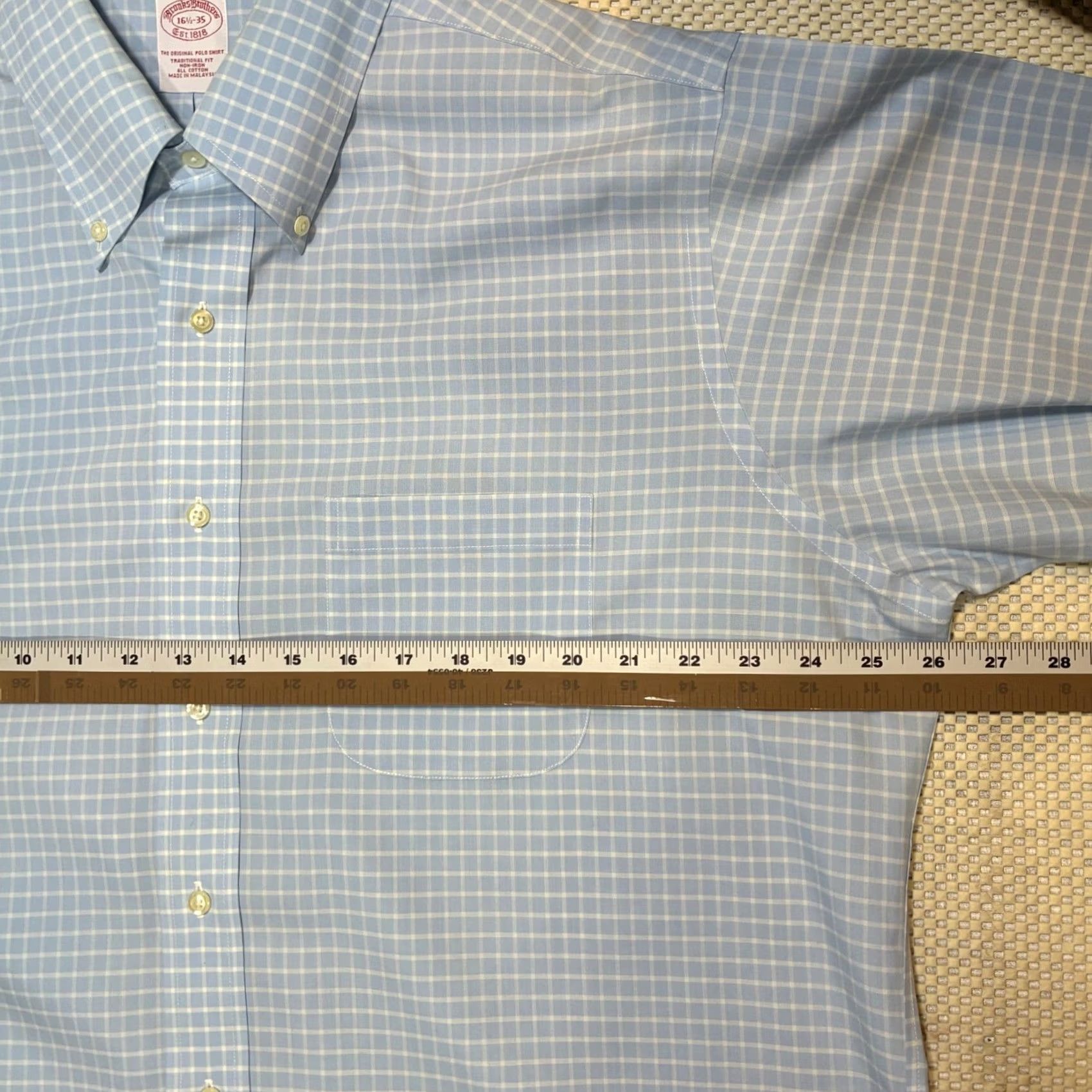 Brooks Brothers Brooks Brothers Mens Button-Down Shirt Blue Checkered Long Sleeve Traditional Cotton Non-Iron Pocket Worldsfront? Size US XL / EU 56 / 4 - 7 Thumbnail