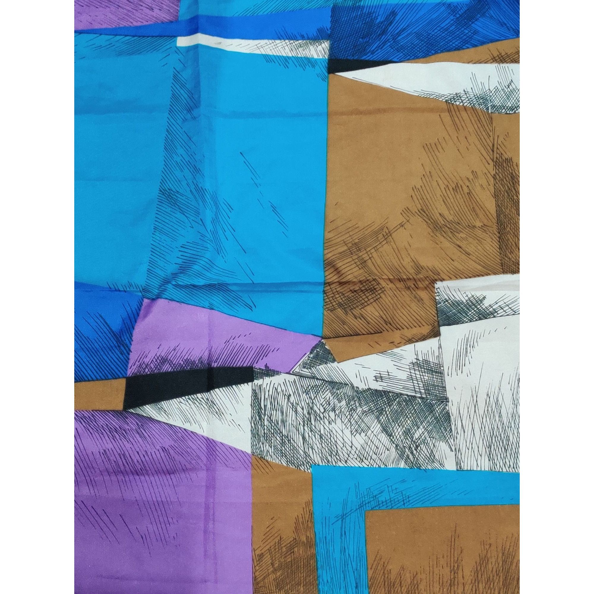 Vintage Womens Blue Abstract Geometric Square Scarf Italian Made Vin Size ONE SIZE - 2 Thumbnail
