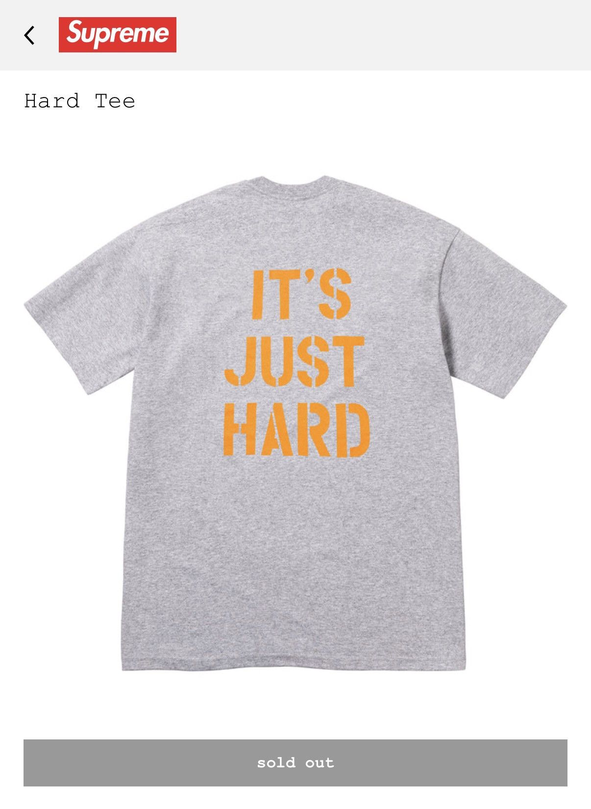 Supreme Supreme Its Just Hard Tee Heather Grey Small Size US S / EU 44-46 / 1 - 2 Thumbnail