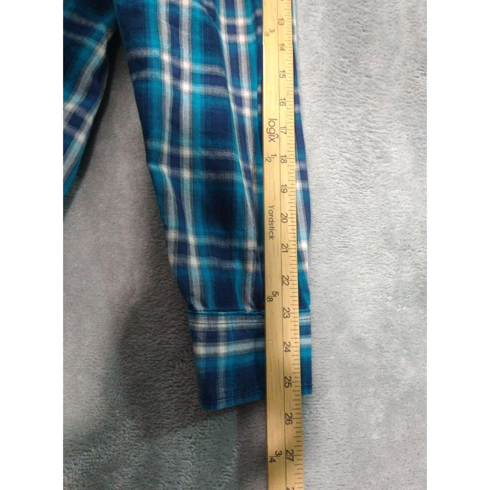 Vintage American Eagle Shirt Mens 2XL Blue Plaid Vintage Fit Pearl Snap Long Sleeve Button-Up Cowboys Western Casual Travel 50 in Chest Mens Size US XXL / EU 58 / 5 - 6 Thumbnail