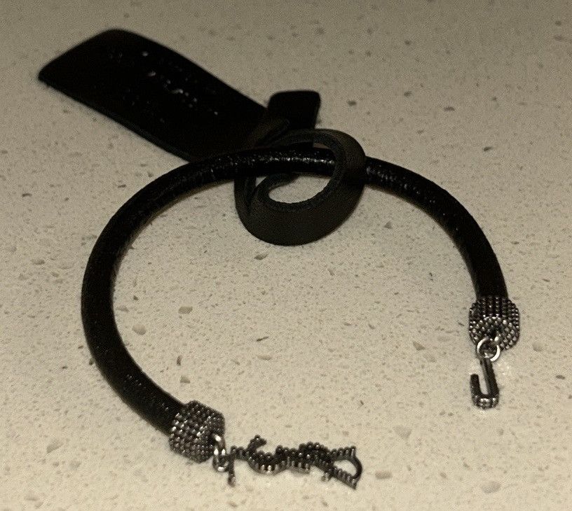 Saint Laurent Paris Saint Laurent OPYUM Bracelet In Crinkled Leather And Metal Size ONE SIZE - 4 Thumbnail