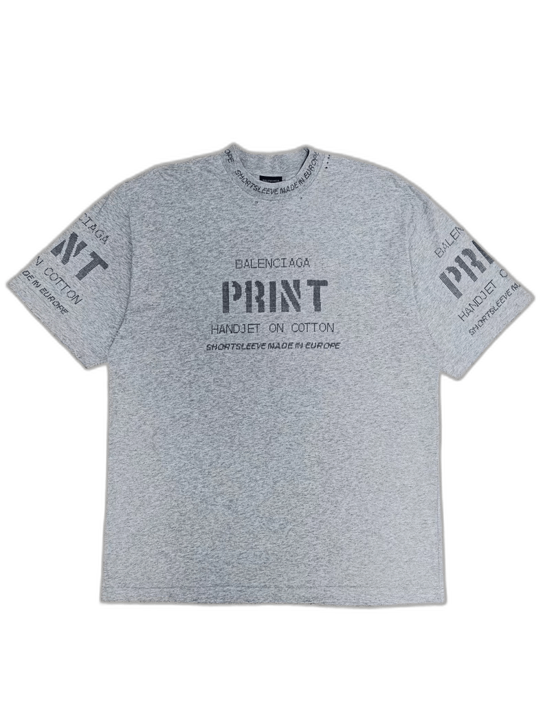 balenciaga print distressed short sleeve t-shirt
