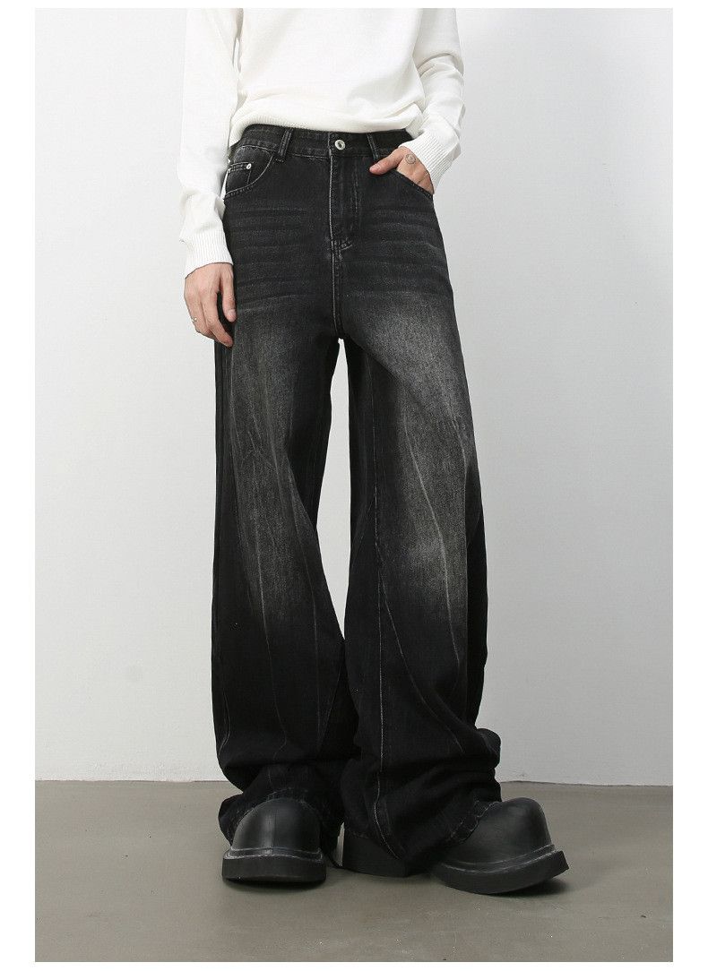 Japanese Brand × Jean Washed vintage distressed men's loose straight jeans Size US 34 / EU 50 - 1 Thumbnail