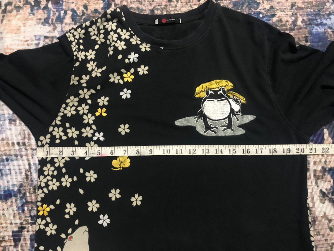 Japanese Brand Sanmaruichi Art Print Flowers Embroidery Frog Design Sukajan Size US M / EU 48-50 / 2 - 18 Thumbnail