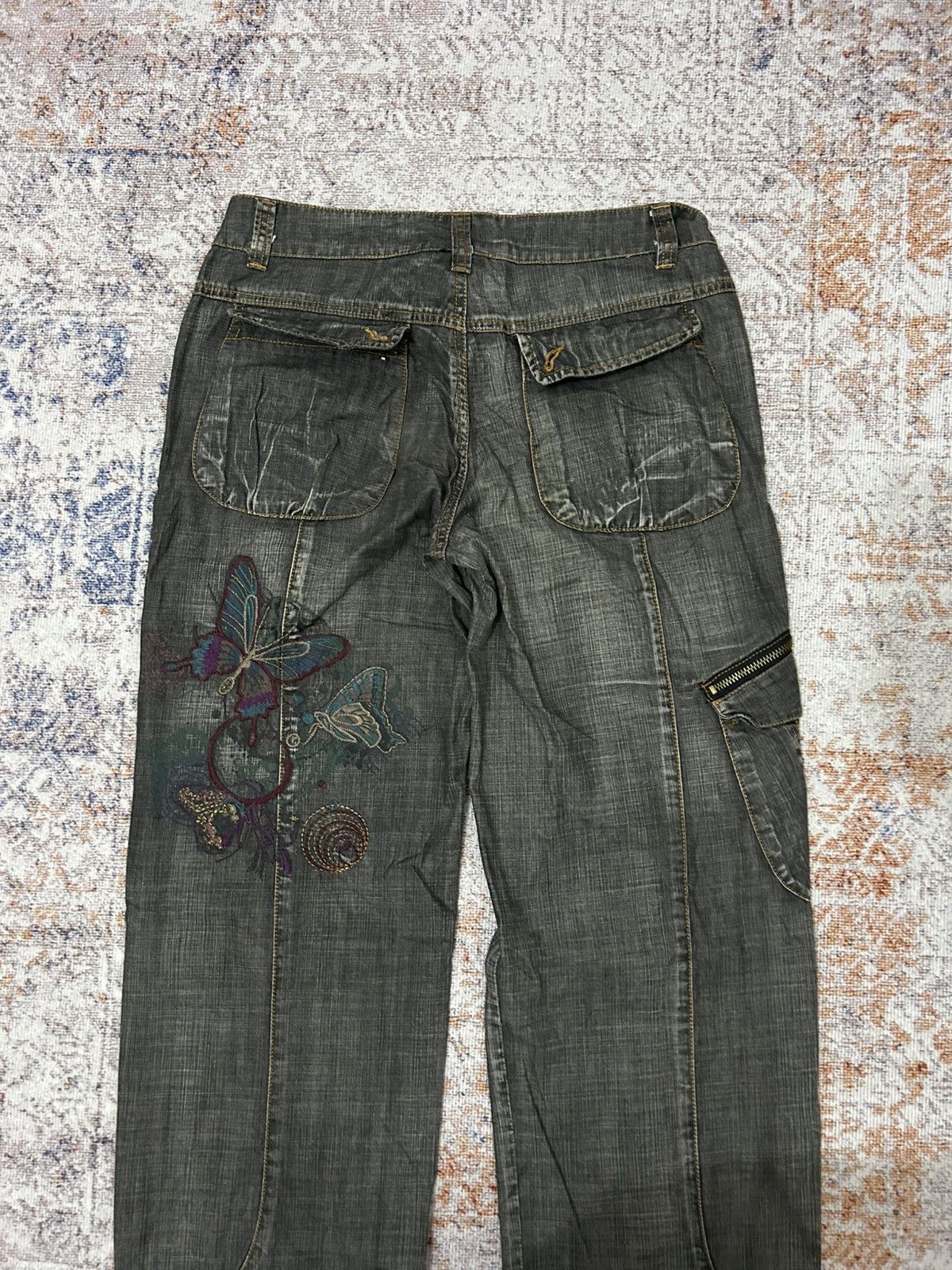 Hysteric Glamour × Japanese Brand Cargo MultiPocket Emboidered Butterfly Pants Size US 29 - 7 Thumbnail