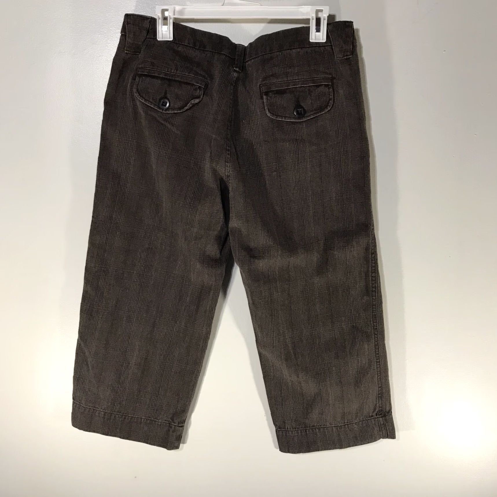 Vintage RUFF HEWN Brown Striped Capris Womens Size 12 Regular Fit Lightweight Comfort Pants Size ONE SIZE - 3 Thumbnail
