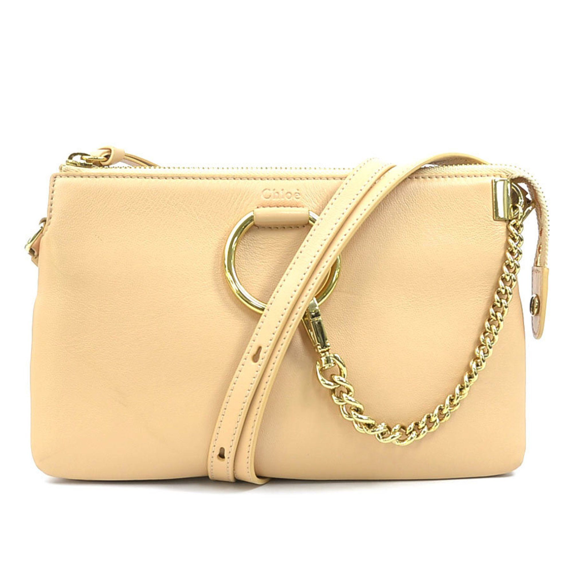 Chloé Chloe FAYE Shoulder Bag in Pink Beige and Gold Leather Women's e60633r