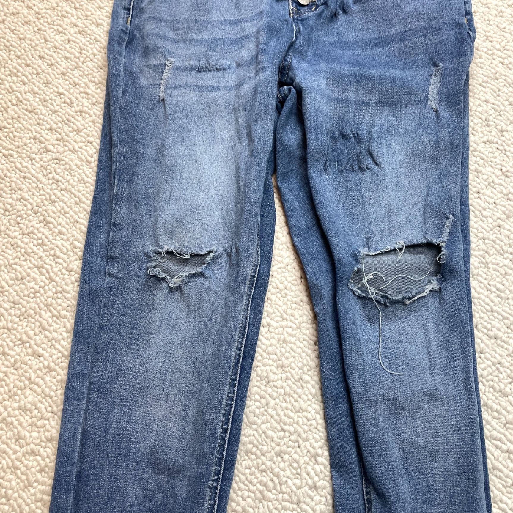 Denime Haute Curve Jeans Womens 14 Denim Blue Dark Wash Button Fly Distressed 31x27 Skinny 5-Pocket Design Womens Size 24" / US 00 / IT 34 - 3 Thumbnail