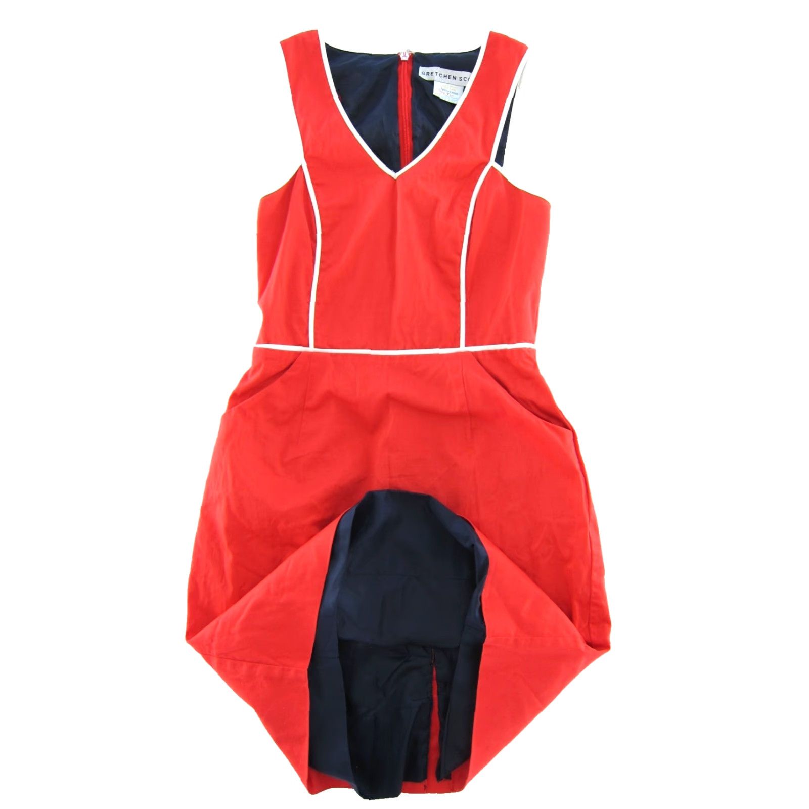 Vintage Gretchen Scott Cotton Stretch Red V-Neck Pocket Tank Dress S Women's Sheath Dress Small Pockets Size S / US 4 / IT 40 - 5 Thumbnail
