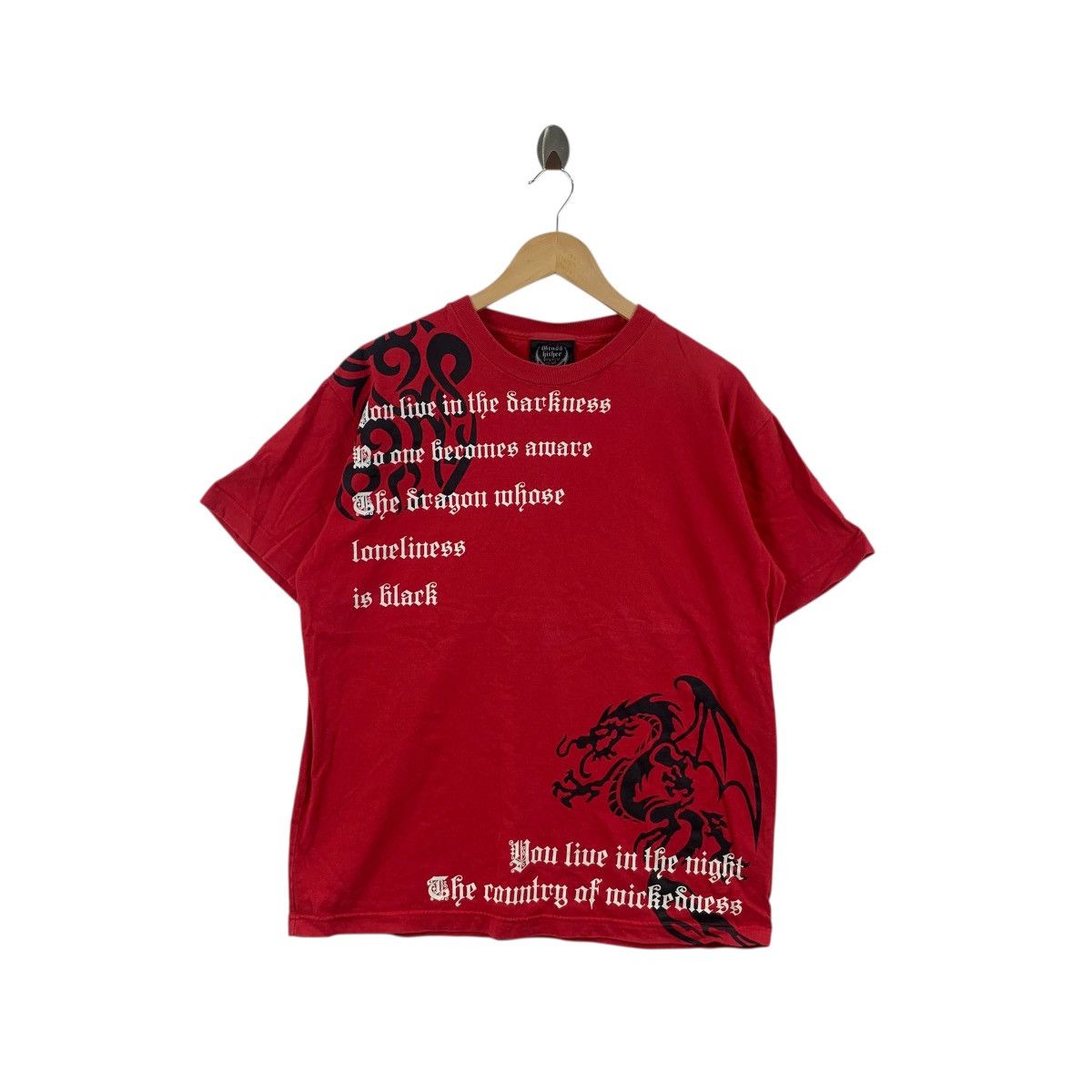 Vintage Vintage GRASS HITHER JAPAN Dragon Loneliness Tee Shirt Top Size L / US 10 / IT 46 - 1 Thumbnail