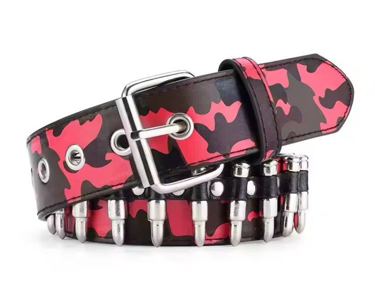 Japanese Brand Pink Camo Bullet studded belt Size ONE SIZE - 1 Thumbnail
