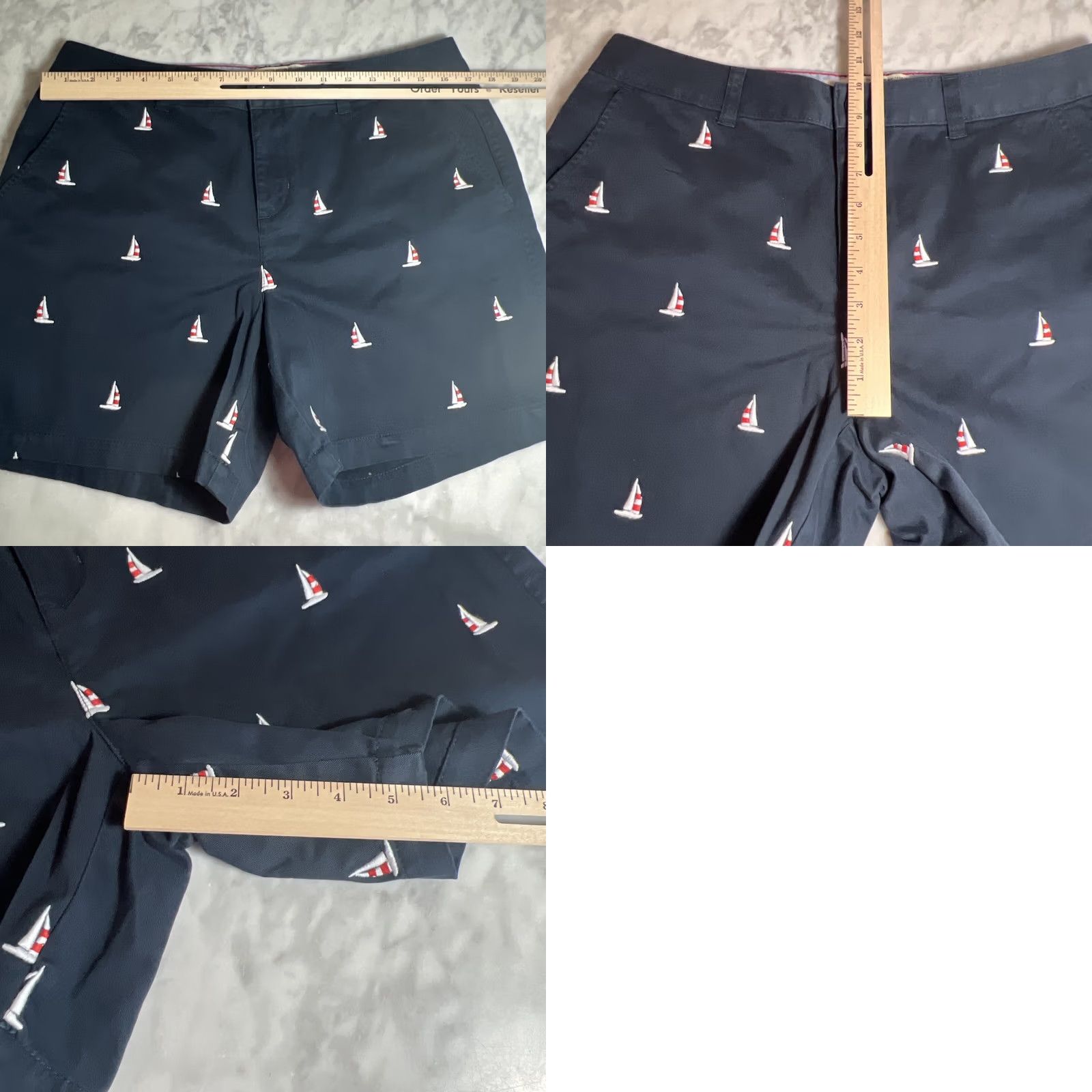 Vintage GH Bass Heritage Shorts Women’s 10 Navy Sailboat Pattern Nautical Flat Front Size 32" / US 10 / IT 46 - 8 Thumbnail