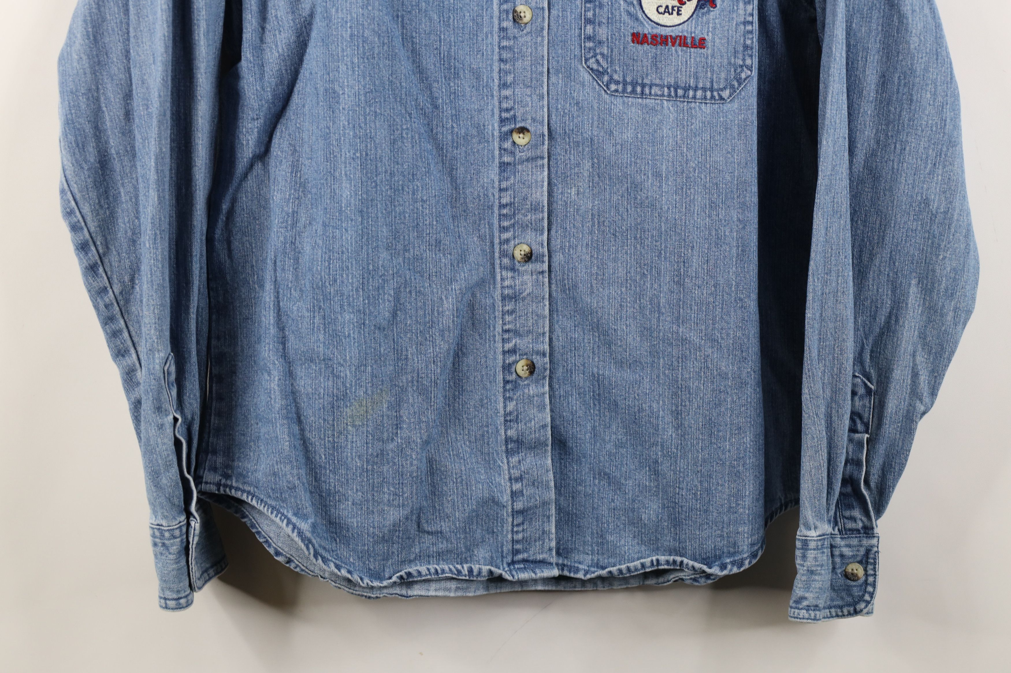 Hard Rock Cafe Vintage 90s Hard Rock Cafe Nashville Denim Button Down Shirt Size L / US 10 / IT 46 - 3 Thumbnail