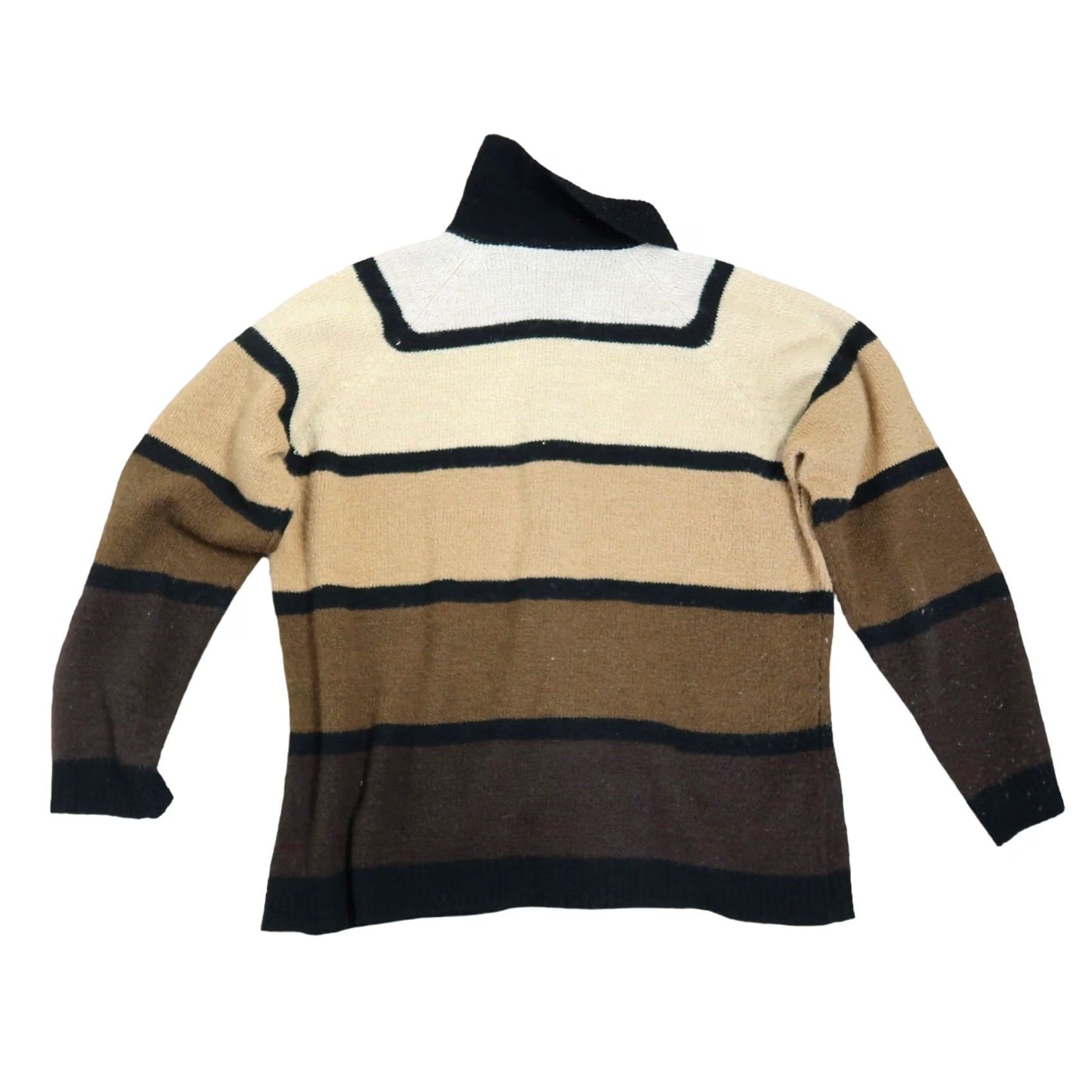 Brandblack VINTAGE 90s Tan Brown Black Ombre Stripe Knit Zip Front Cardigan XL Mens? Womens? (Brand: Jason Maxwell) Size XL / US 12-14 / IT 48-50 - 3 Thumbnail