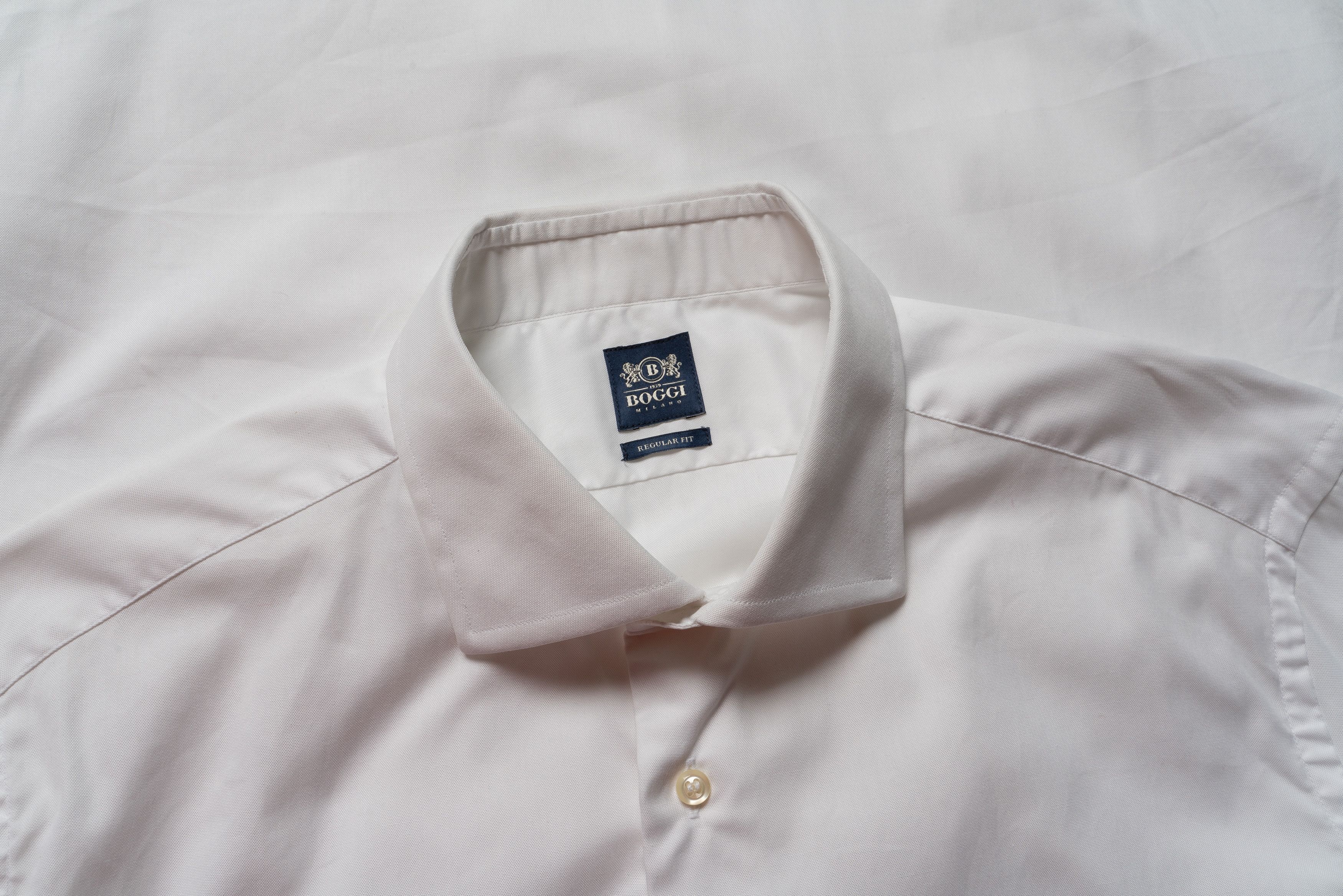 Boggi 🔵 BOGGI MILANO White Cotton Button Up shirt Size US L / EU 52-54 / 3 - 9 Thumbnail
