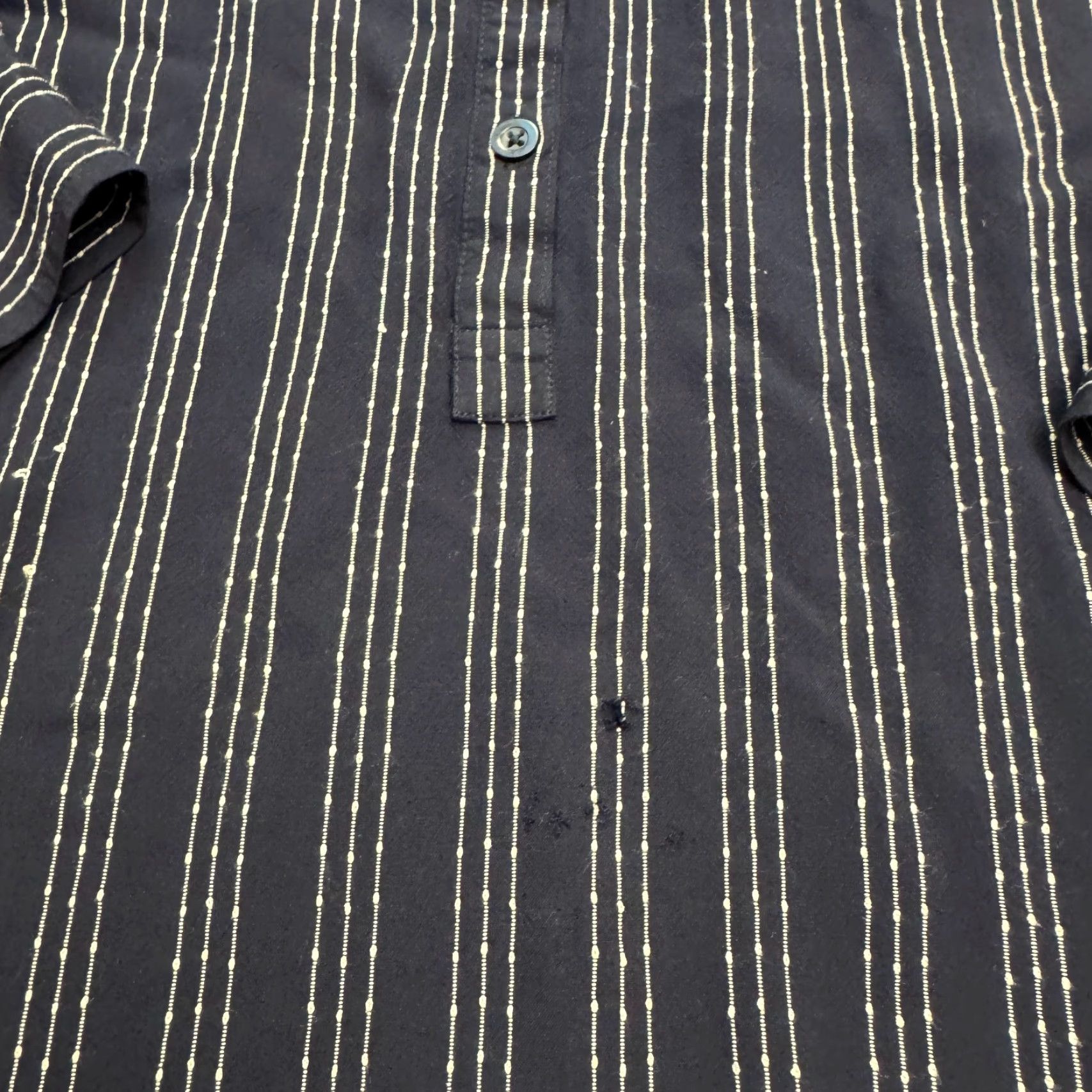 Talbots Talbots Shirt Women 2X Plus Size Navy Blue Striped Henley Collarless Long Sleeve Blouse Size XXL / US 16-18 / IT 52-54 - 5 Thumbnail