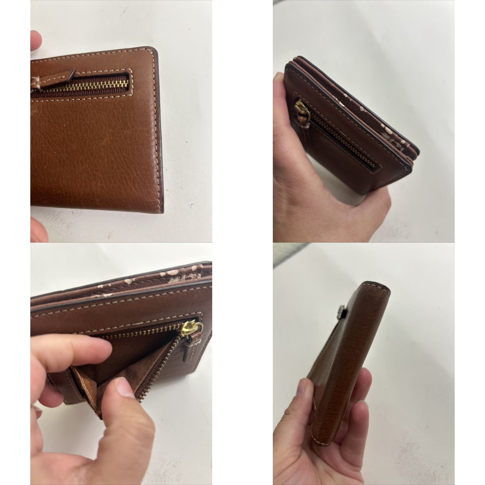 Fossil Fossil Wallet Small Brown Womens Bifold Coin Purse 4x3.5x.5 Peeling Size ONE SIZE - 8 Thumbnail