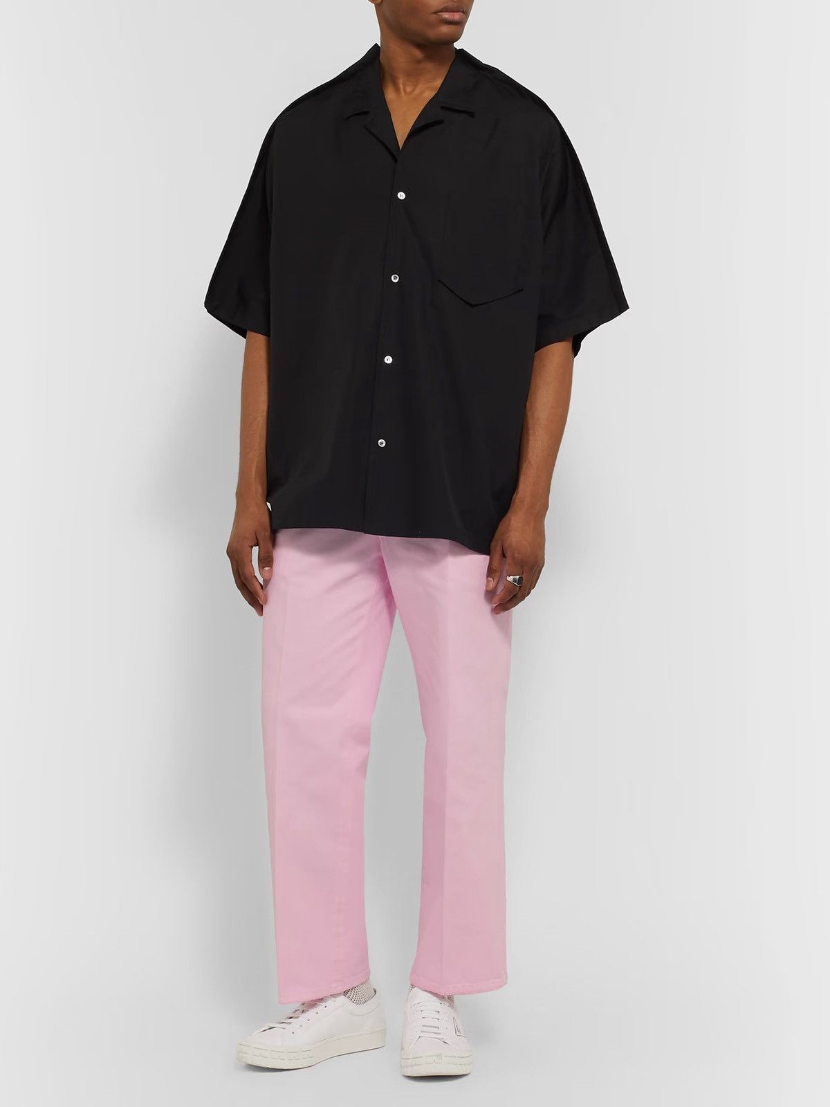 Prada Prada cropped Pleated Cotton-Twill Trousers pants pink Size US 32 / EU 48 - 1 Thumbnail