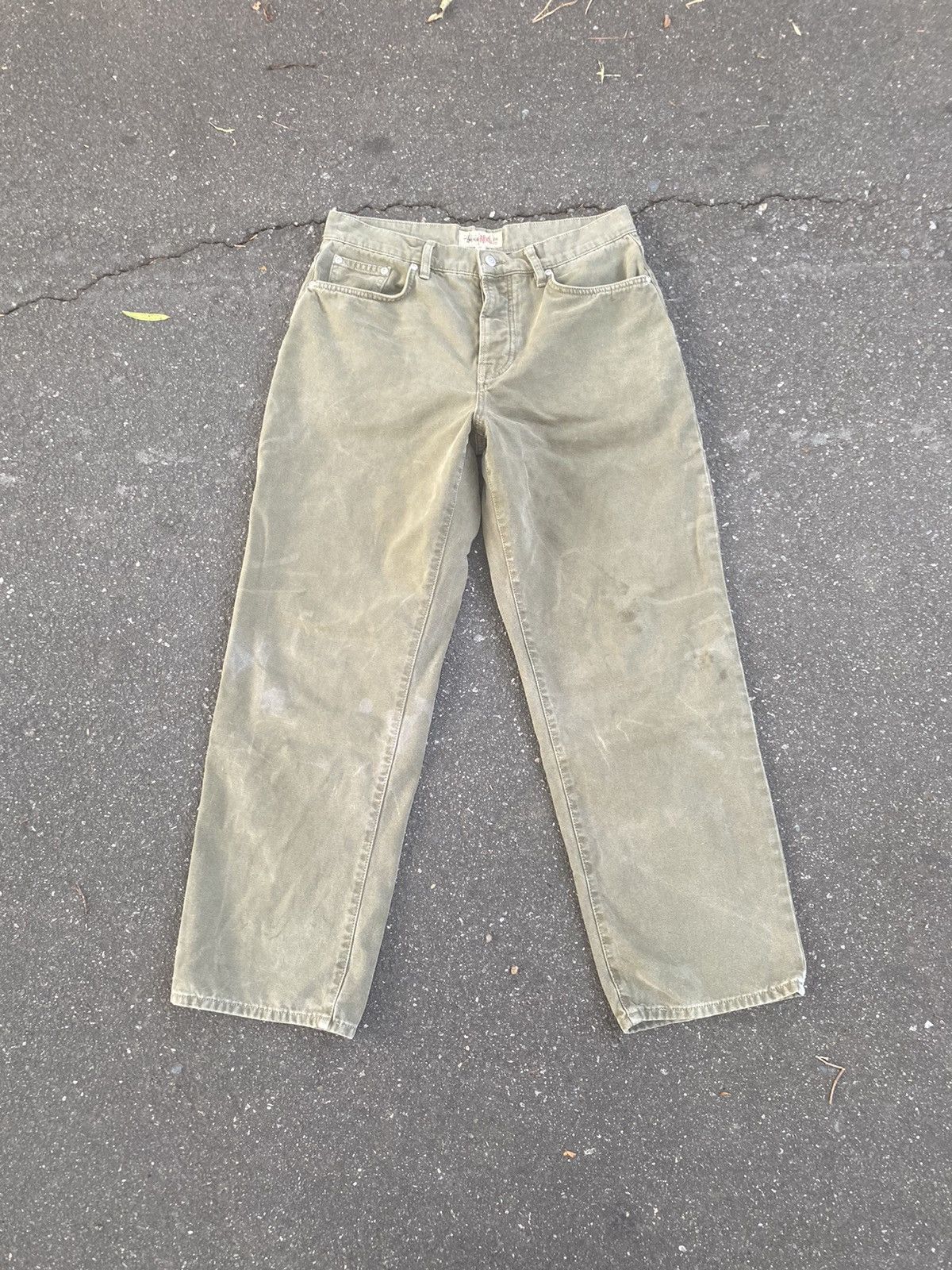 Stussy × Vintage stussy big ol jeans olive green 30 | Grailed