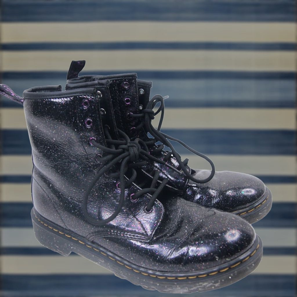 Dr. Martens VINTAGE Dr. Martens Glitter Sparkle Combat Boots Black Womens 7 Boots 9/10 1460 Women Size US 7 / IT 37 - 1 Thumbnail