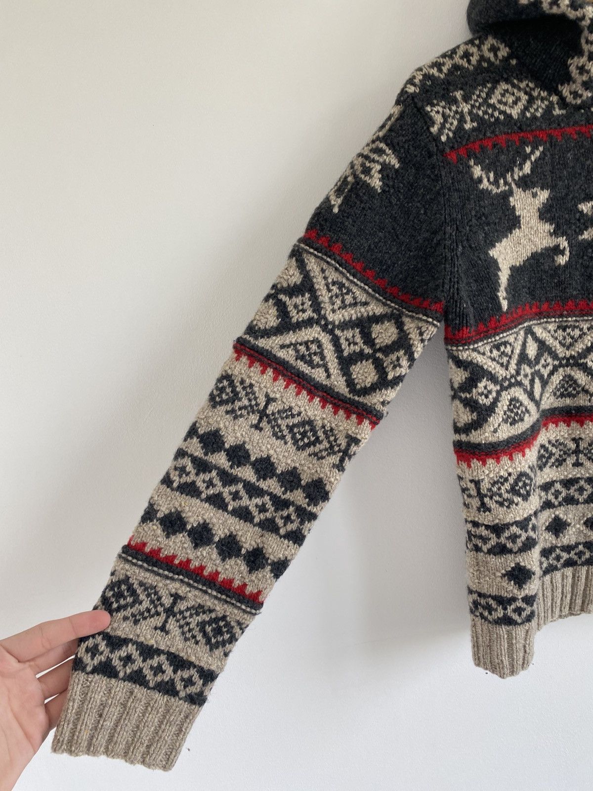 Polo Ralph Lauren × Vintage Vintage Ralph Lauren Wool Hand Knit Reindeer Zip Jacket Size US S / EU 44-46 / 1 - 6 Thumbnail