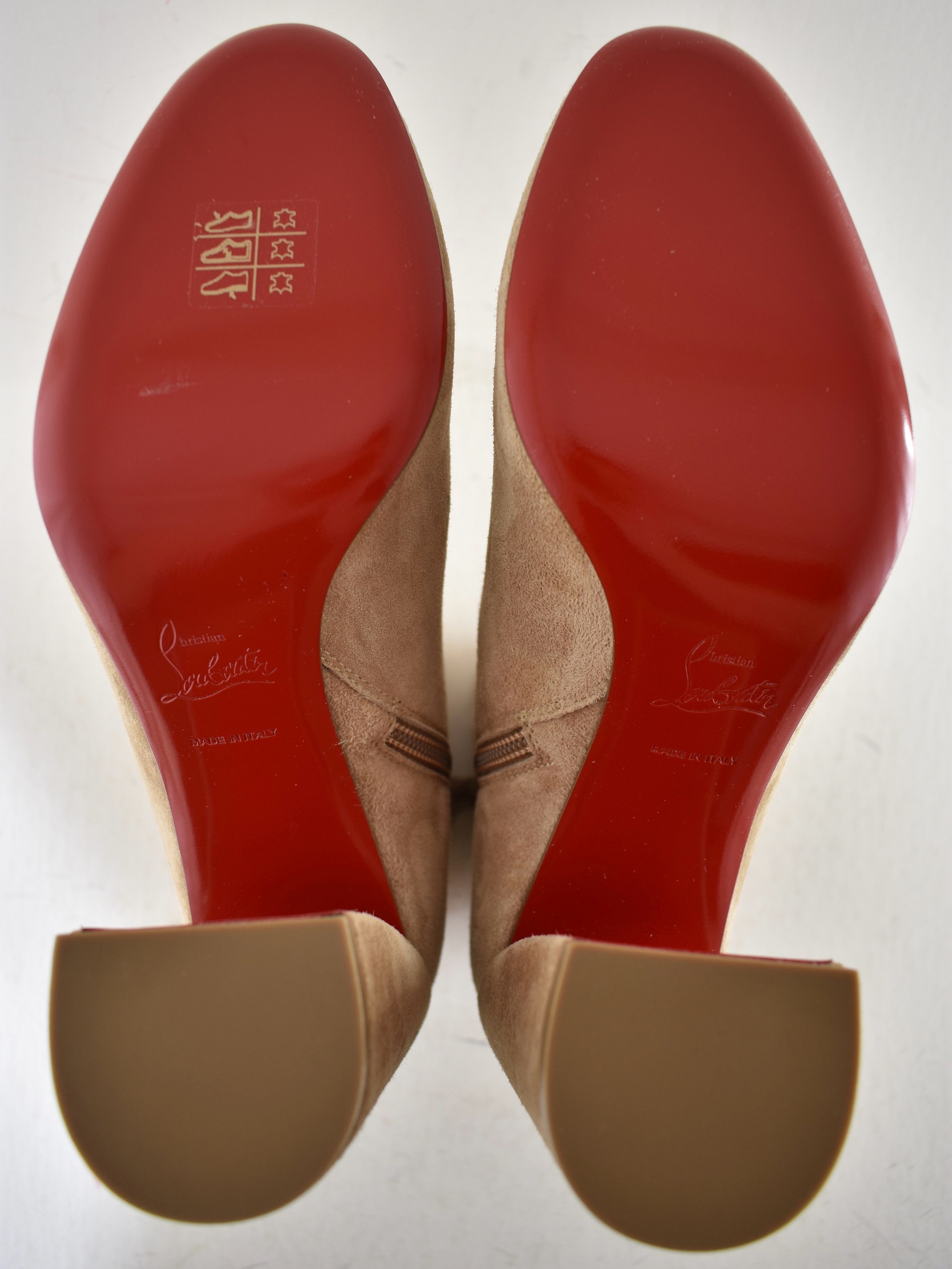 Christian Louboutin Turela 85 Lionne Beige Suede Short Ankle Block Heel Boot 41 Size US 11 / IT 41 - 14 Thumbnail