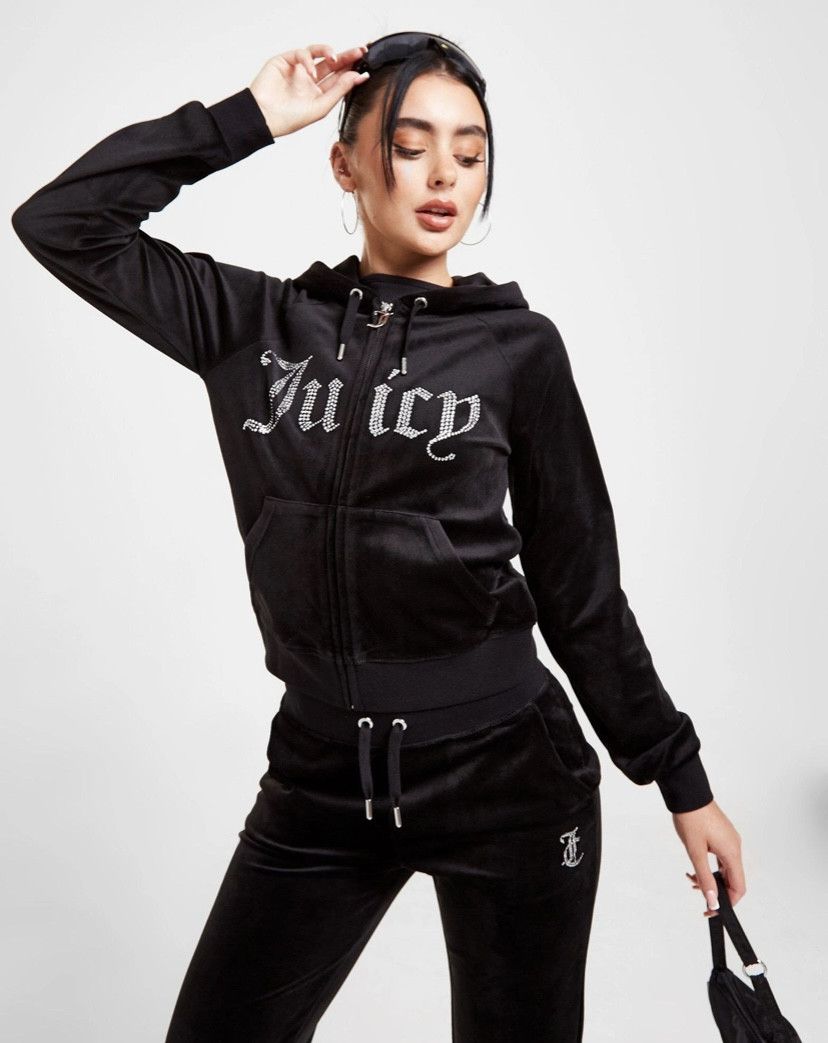 Juicy Couture Juicy Couture Diamante Logo Full Zip Velour Hoodie Size S / US 4 / IT 40 - 9 Thumbnail
