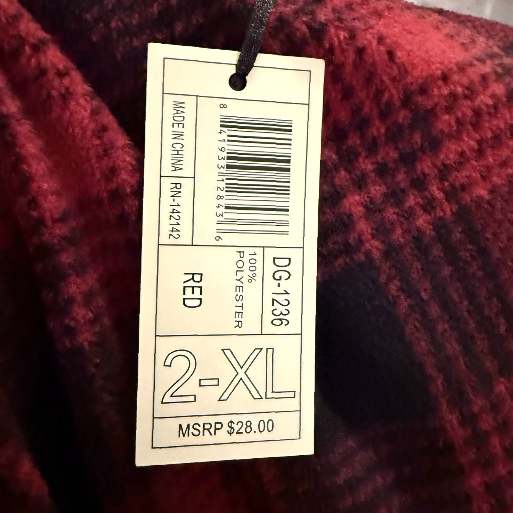 Vintage DG Hill Pajama Pants Mens 2XL Red Black Plaid Fleece Pull-On Drawstring Christmas Holiday Lightweight 100% Polyester Womens? Size US 39 - 7 Thumbnail