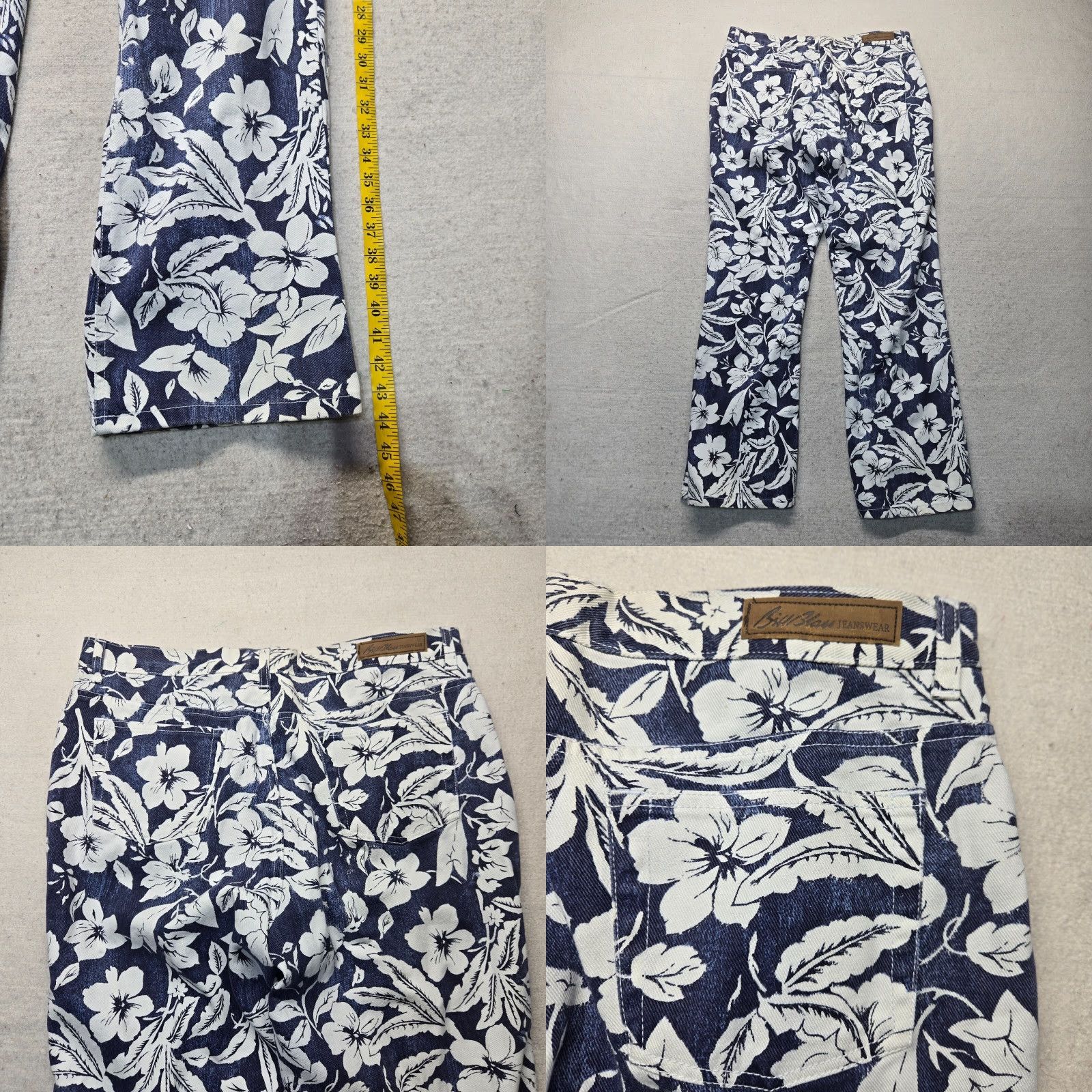 Denime Bass Jeans Floral Flowers Denim Blue Jeans 14 Womens Adult 14 Flower 5-Pocket Style Straight Size 36" / US 14 / IT 50 - 8 Thumbnail