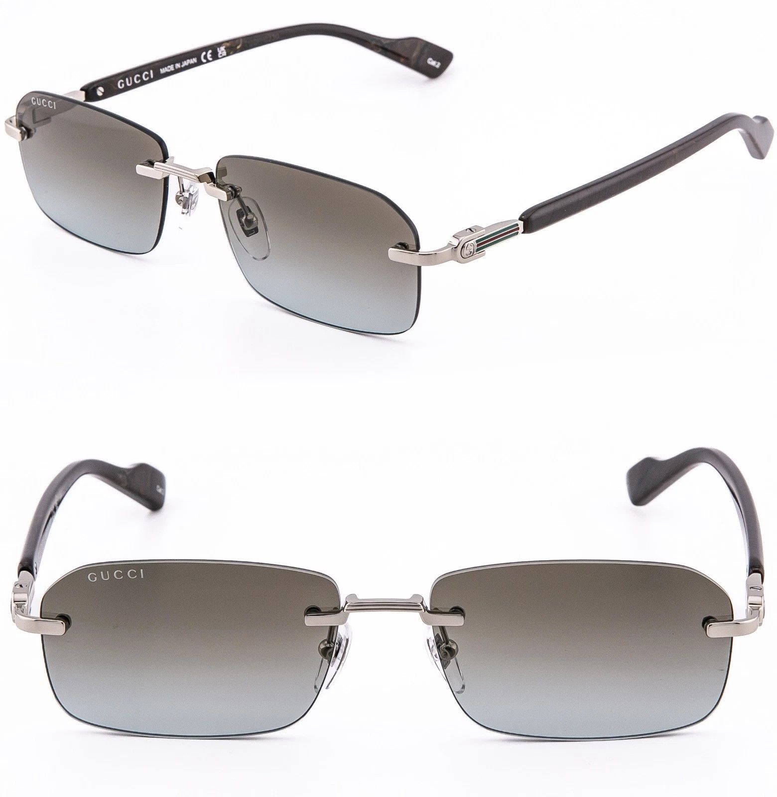 Gucci GUCCI GG1221S WEB Logo 1221 Silver 008 Narrow Sunglasses Size ONE SIZE - 1 Thumbnail
