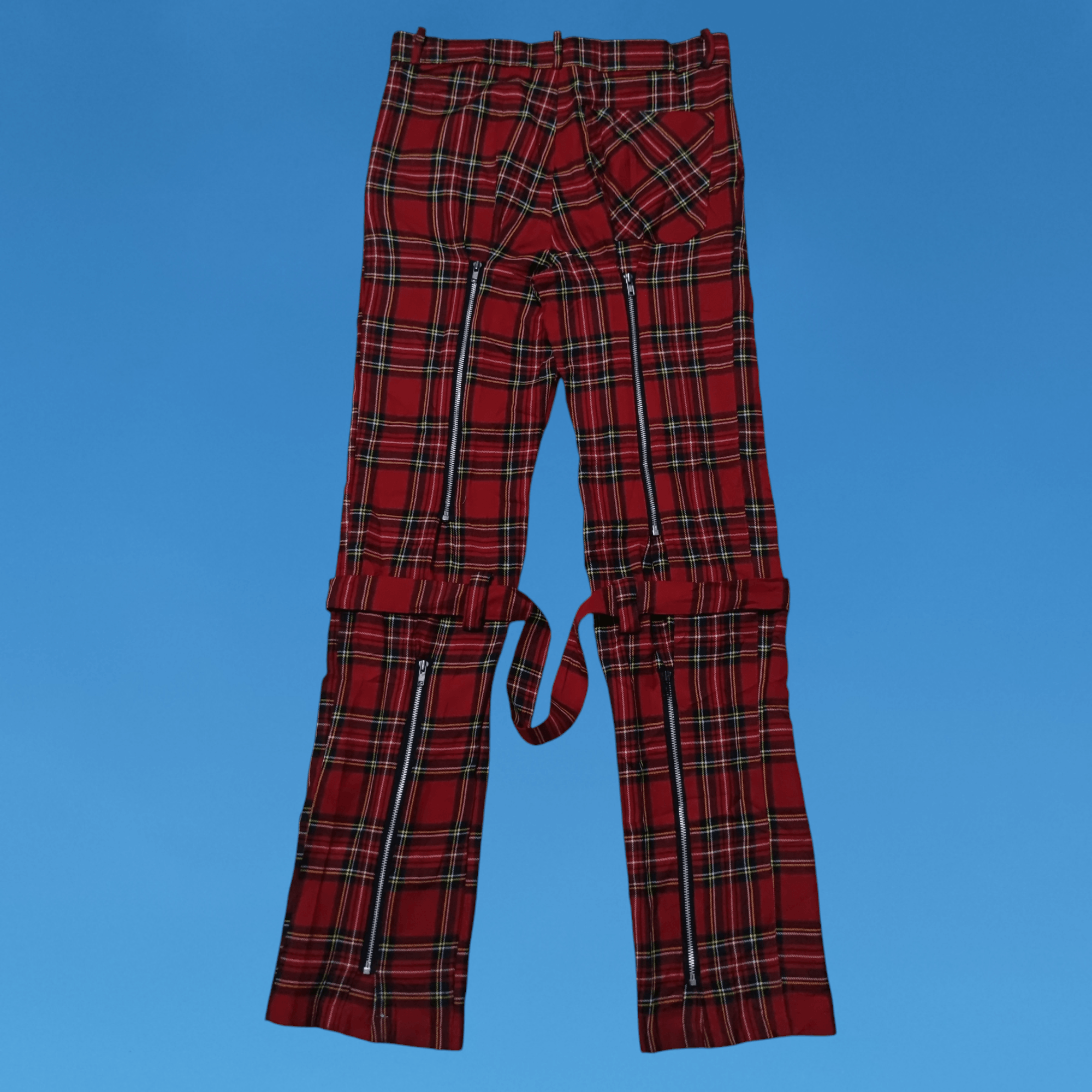 Japanese Brand Japanese Brand Tartan Punk Multi Zipper Bondage Pants Size US 31 - 2 Thumbnail