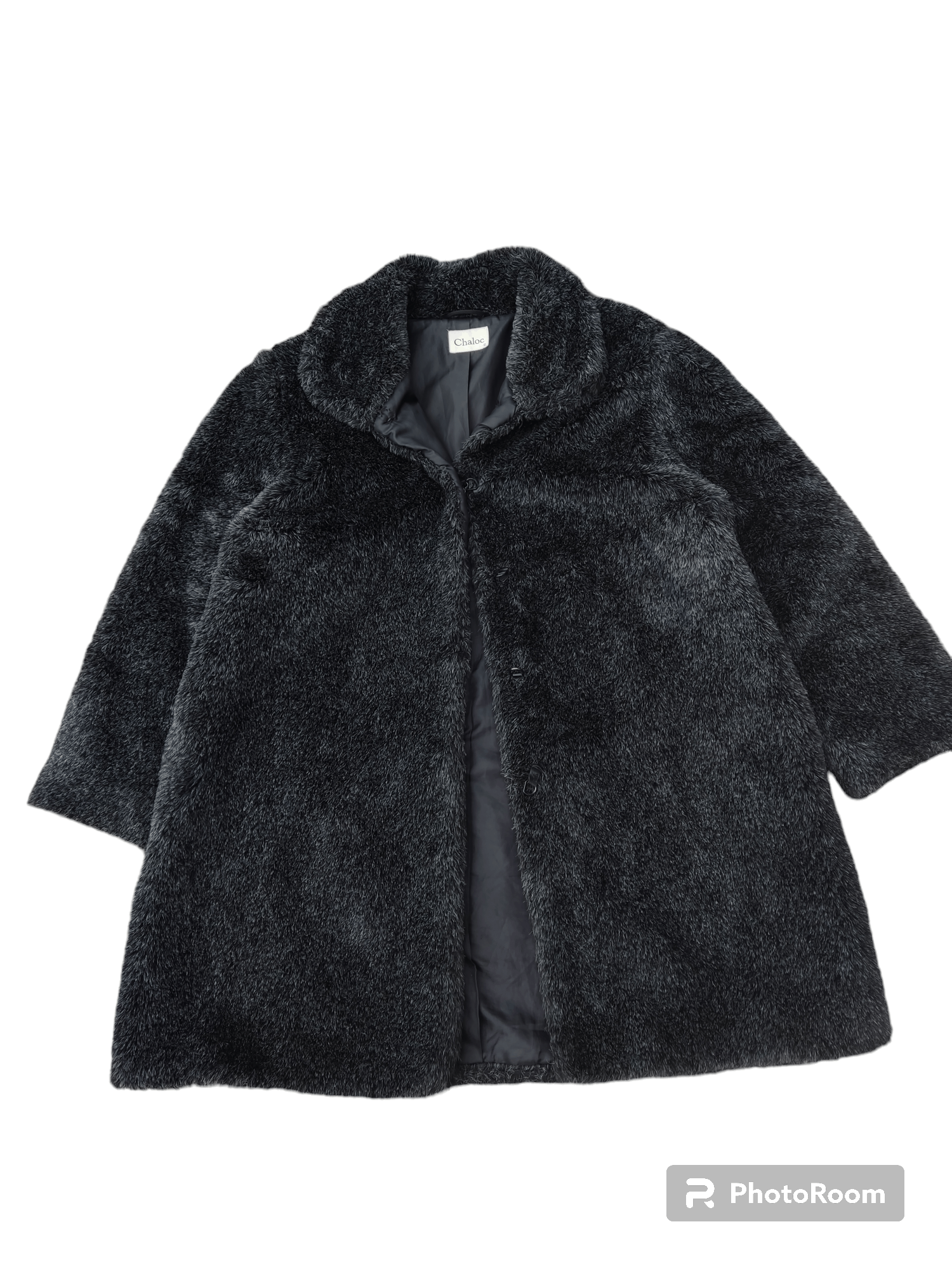 Vintage Oversized Fleece Faux Fur Leather Jacket Black