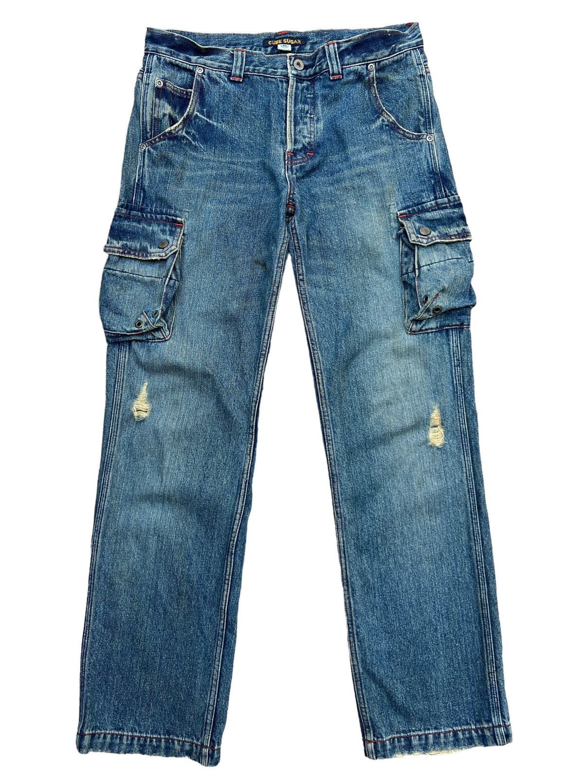 Japanese Brand Cube Sugar Multipocket Parachute Baggy Denim Jeans 33x31 Size US 33 - 2 Thumbnail