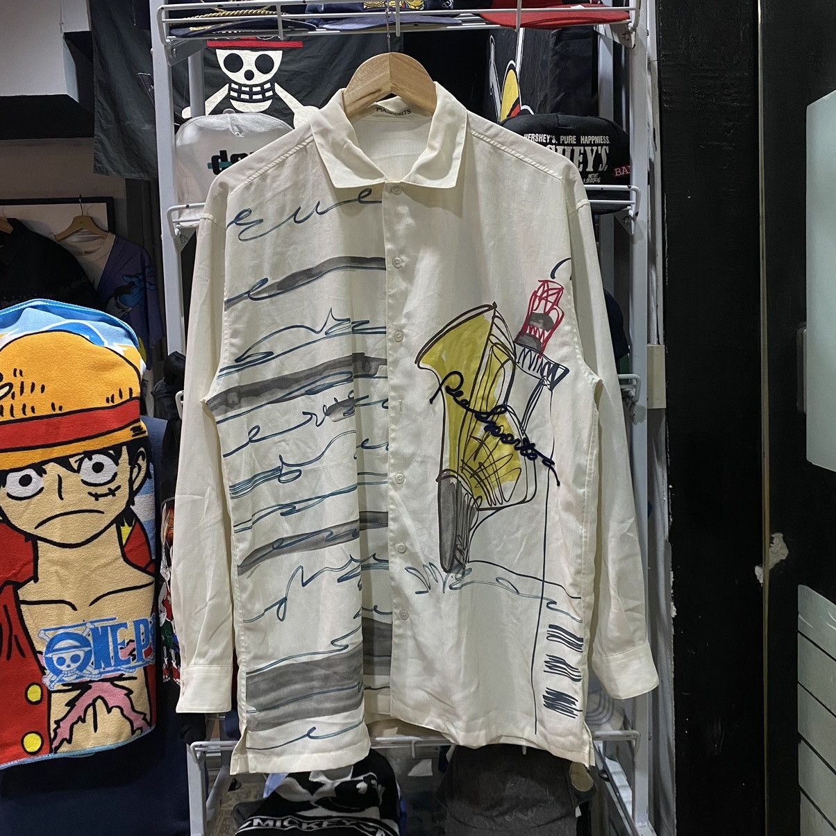 image of Racing "piasports" Art Vintage Shirts Button Tee in White, Men's (Size Large)
