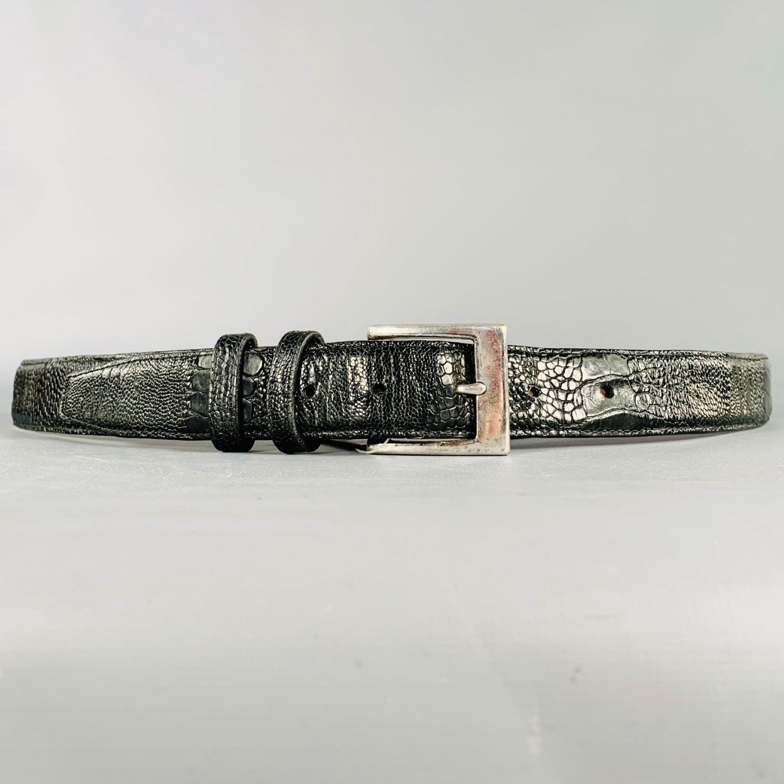 Other NO BRAND Size 42 Black Croc Embossed Leather Belt Size 42 - 1 Thumbnail