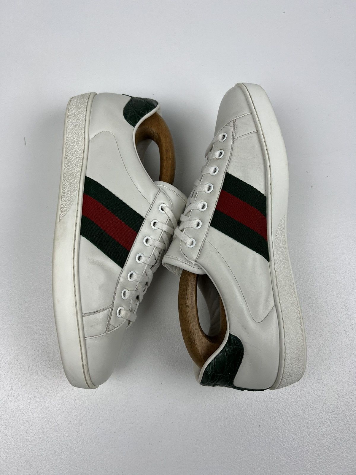 Gucci GUCCI Sneakers Low Top Leather Shoes ACE Web Stripe White Size US 9.5 / EU 42-43 - 10 Thumbnail