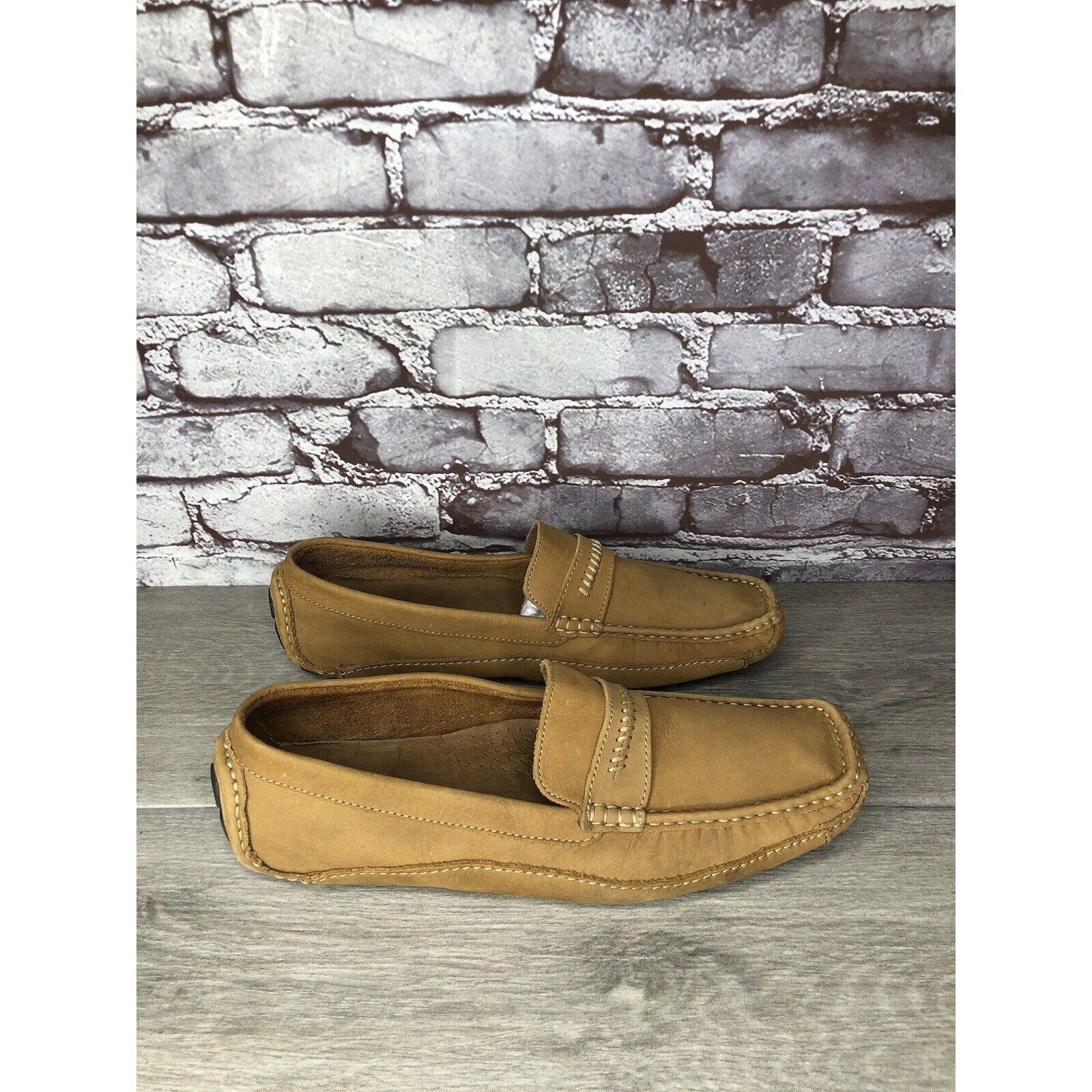 Clarks Clarks England Tan Nubuck Leather Slip On Driving Loafers Sh Size US 11 / EU 44 - 15 Thumbnail