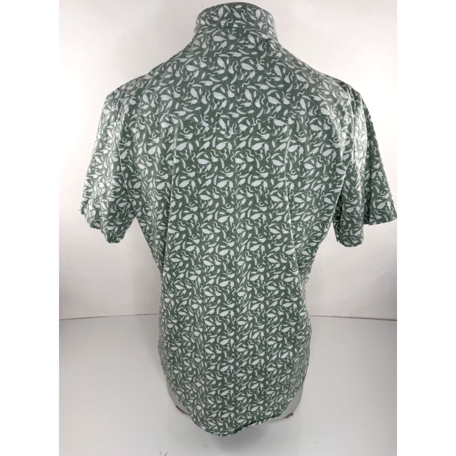 ALOHAS WESTERN ALOHA Shirt Mens M Green Pearl Snap Western Cowboy B8 Scorpion Bird Short Sleeve Button-Up Size US M / EU 48-50 / 2 - 4 Thumbnail
