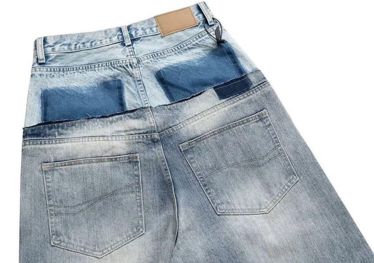 Vintage Double-layer Waist Patchwork Baggy Jeans Size US 32 / EU 48 - 6 Thumbnail