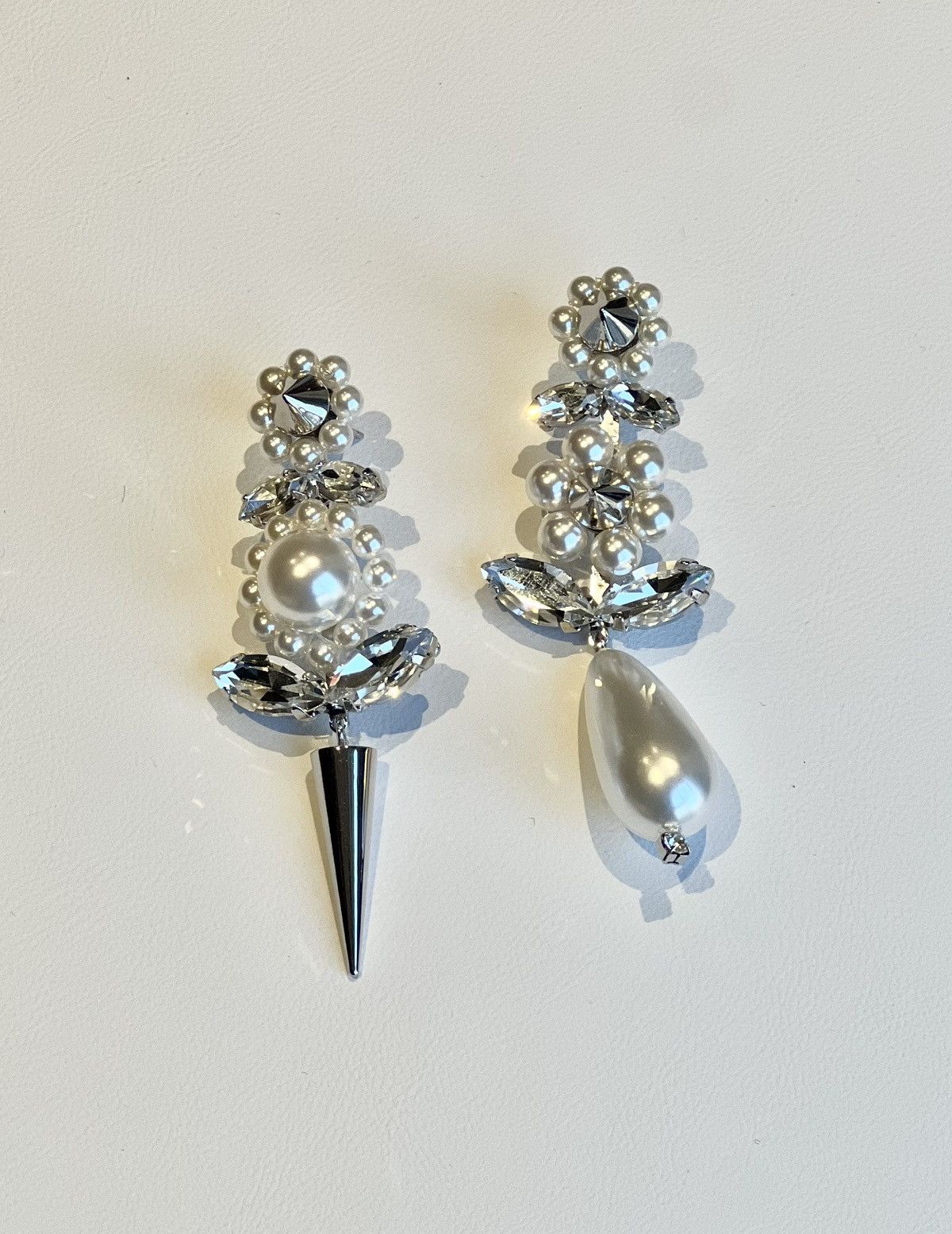 image of Simone Rocha Pearl-Embellished Earrings in Silver, Women's