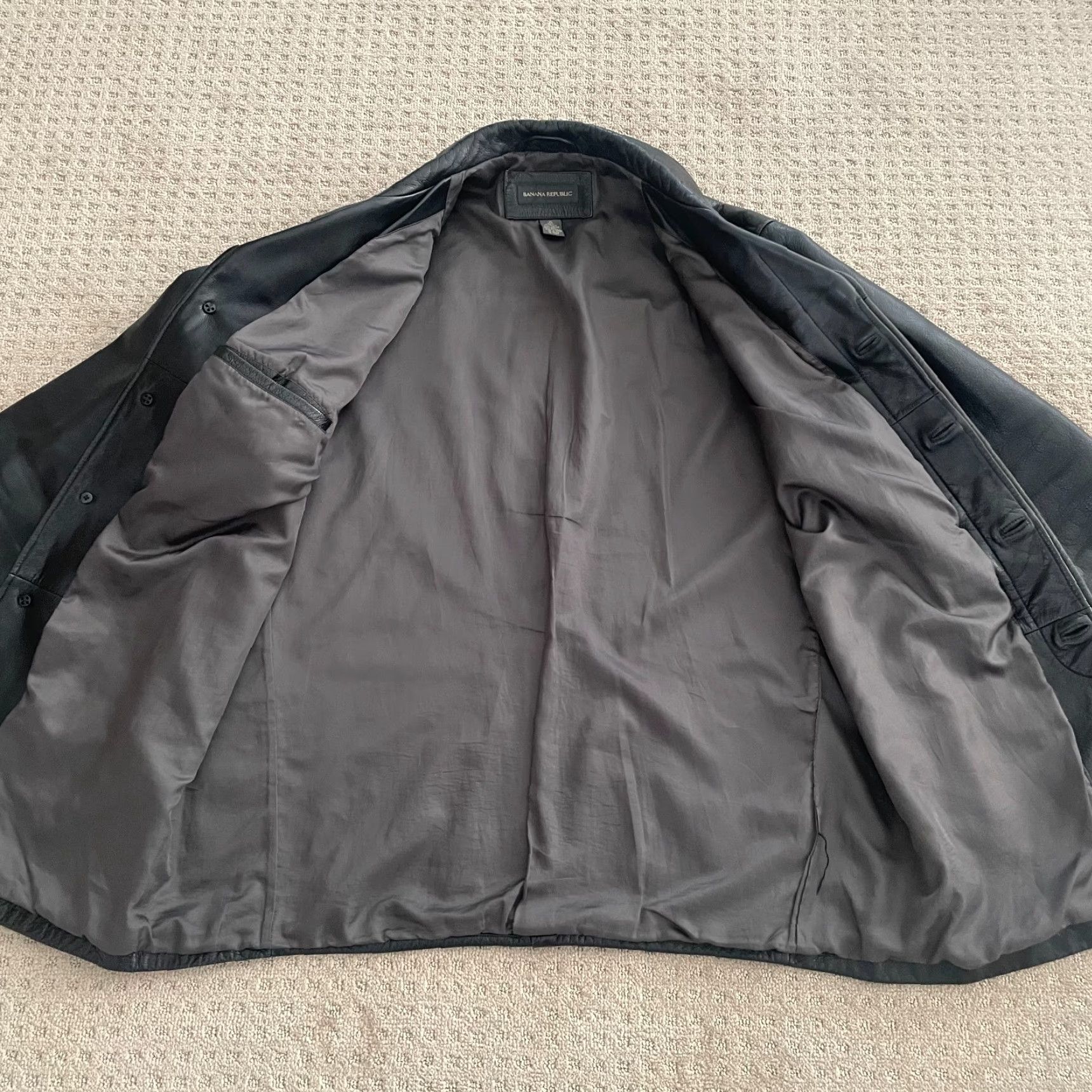 Banana Republic VINTAGE Banana Republic Over Coat Jacket Men XL Black Genuine Leather Button Up Size US XL / EU 56 / 4 - 5 Thumbnail