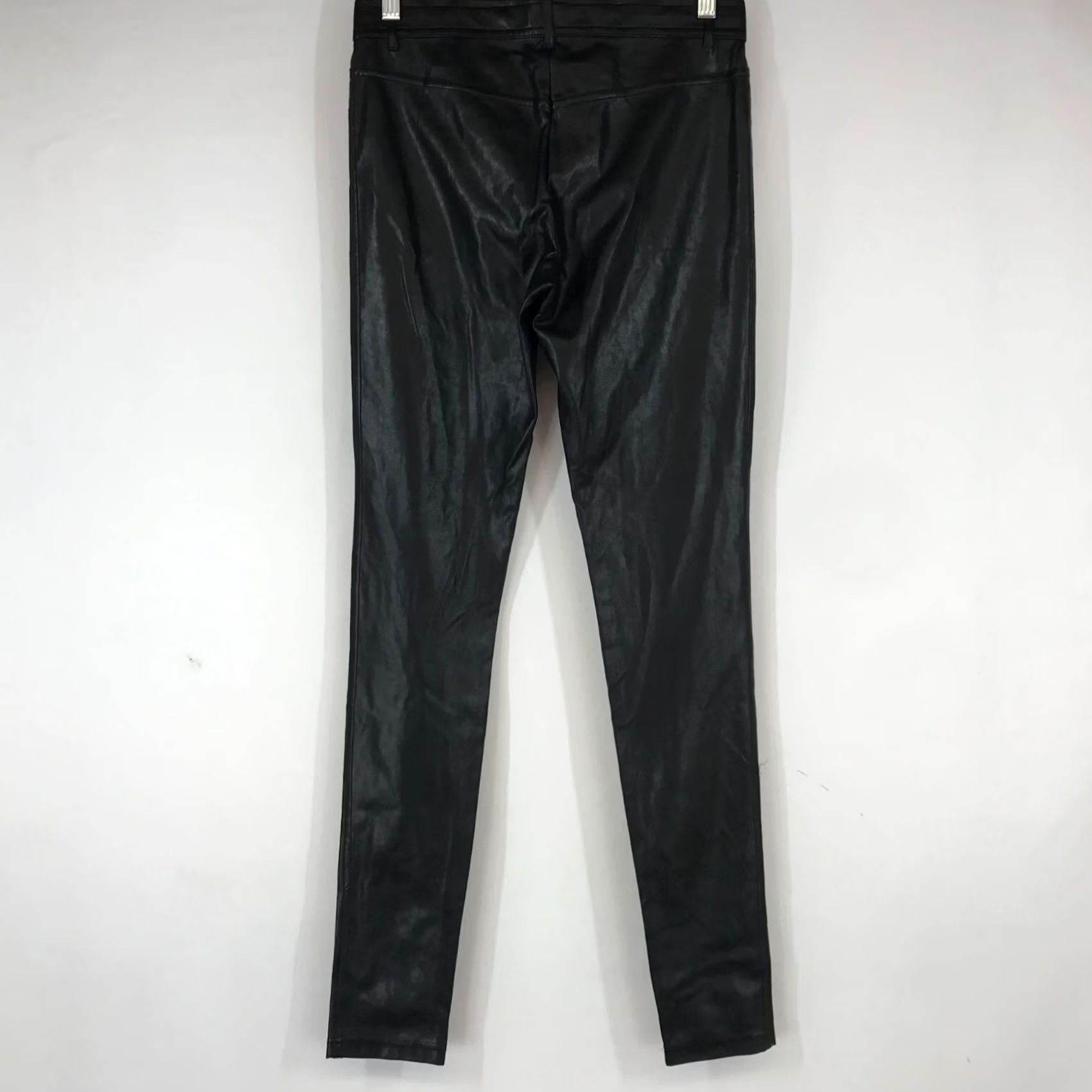 Vintage WILFRED Women's Black Nylon Faux Leather Button Waist Pants 2 Size 26" / US 2 / IT 38 - 4 Thumbnail