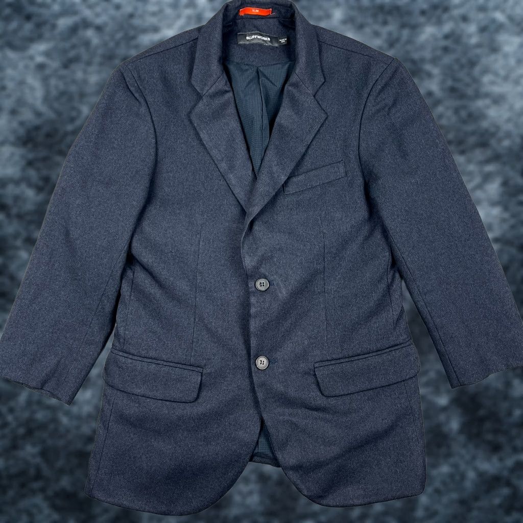 Vintage Bluffworks Gramercy Performance Stretch Blazer Sport Coat 38R Slim Men Blue READ Size 38R - 1 Thumbnail